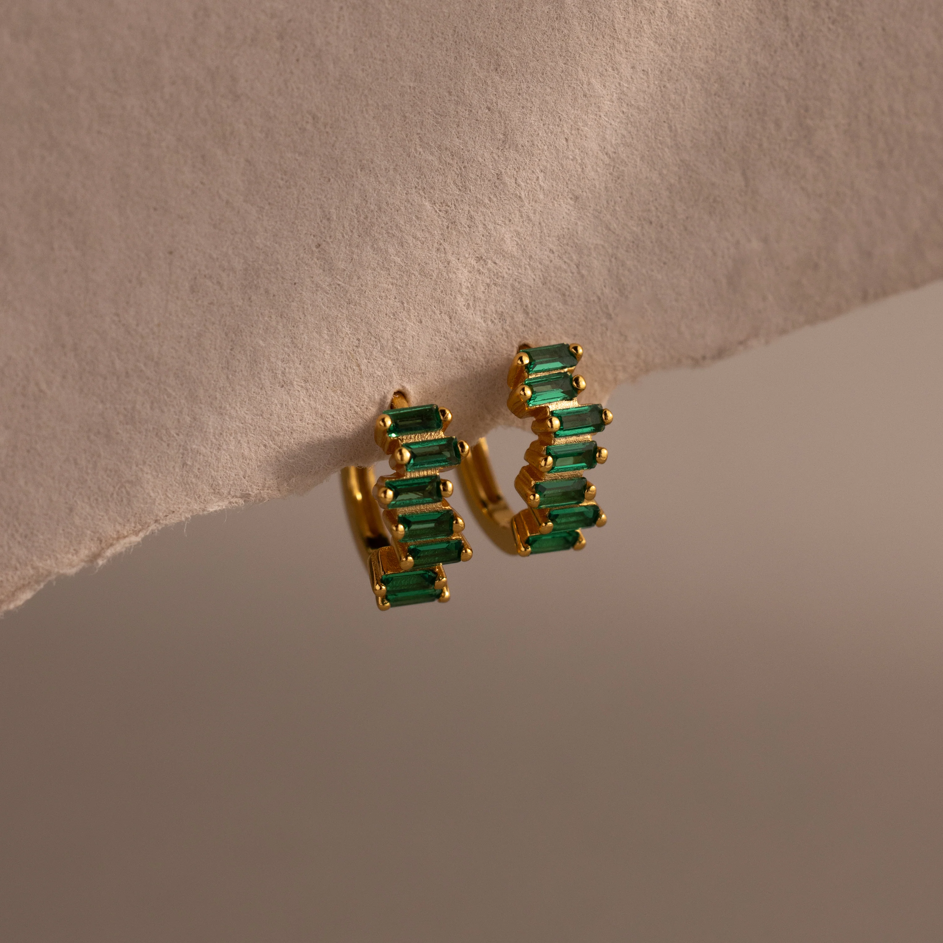 Staggered Baguette Birthstone Huggies - Image 7