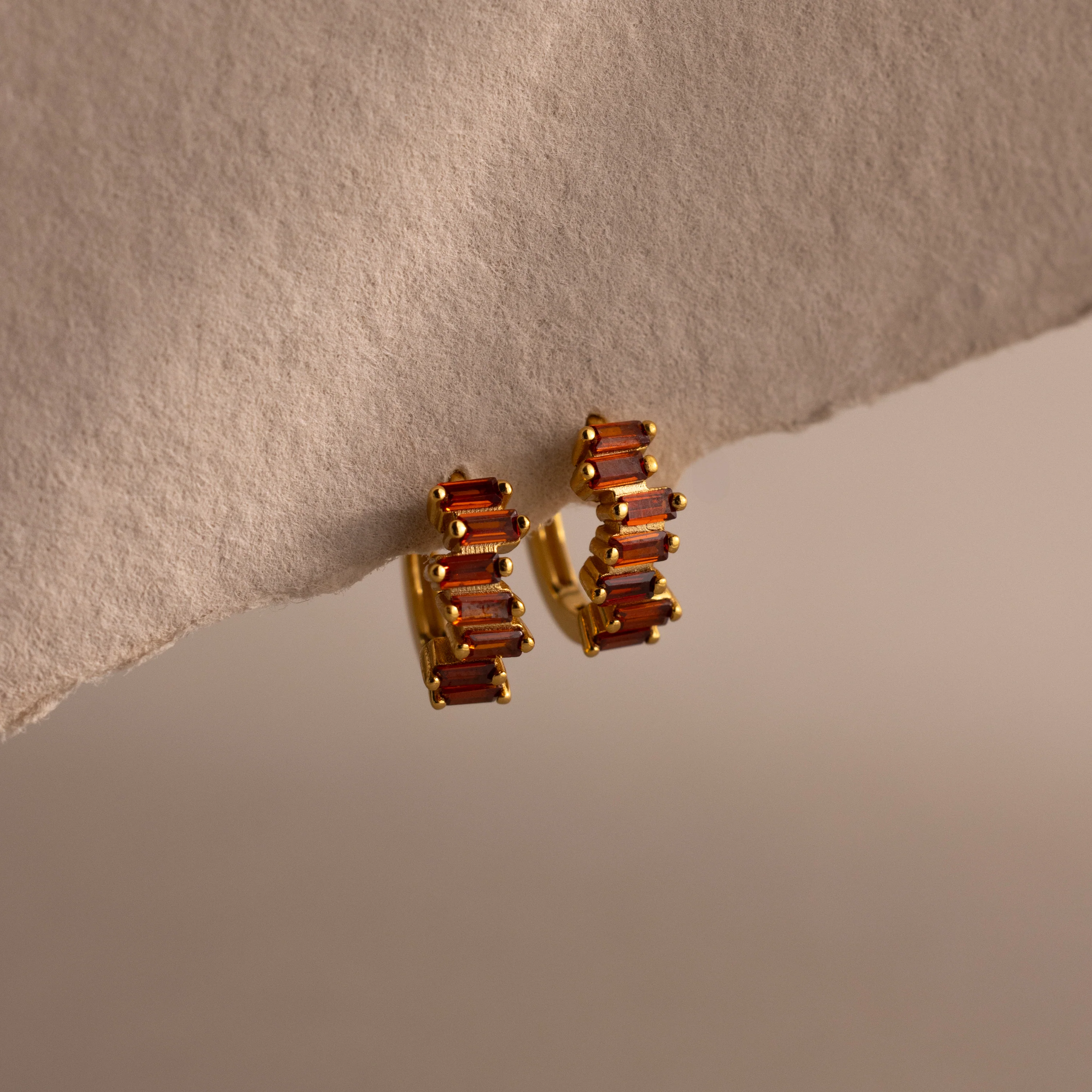 Staggered Baguette Birthstone Huggies - Image 16