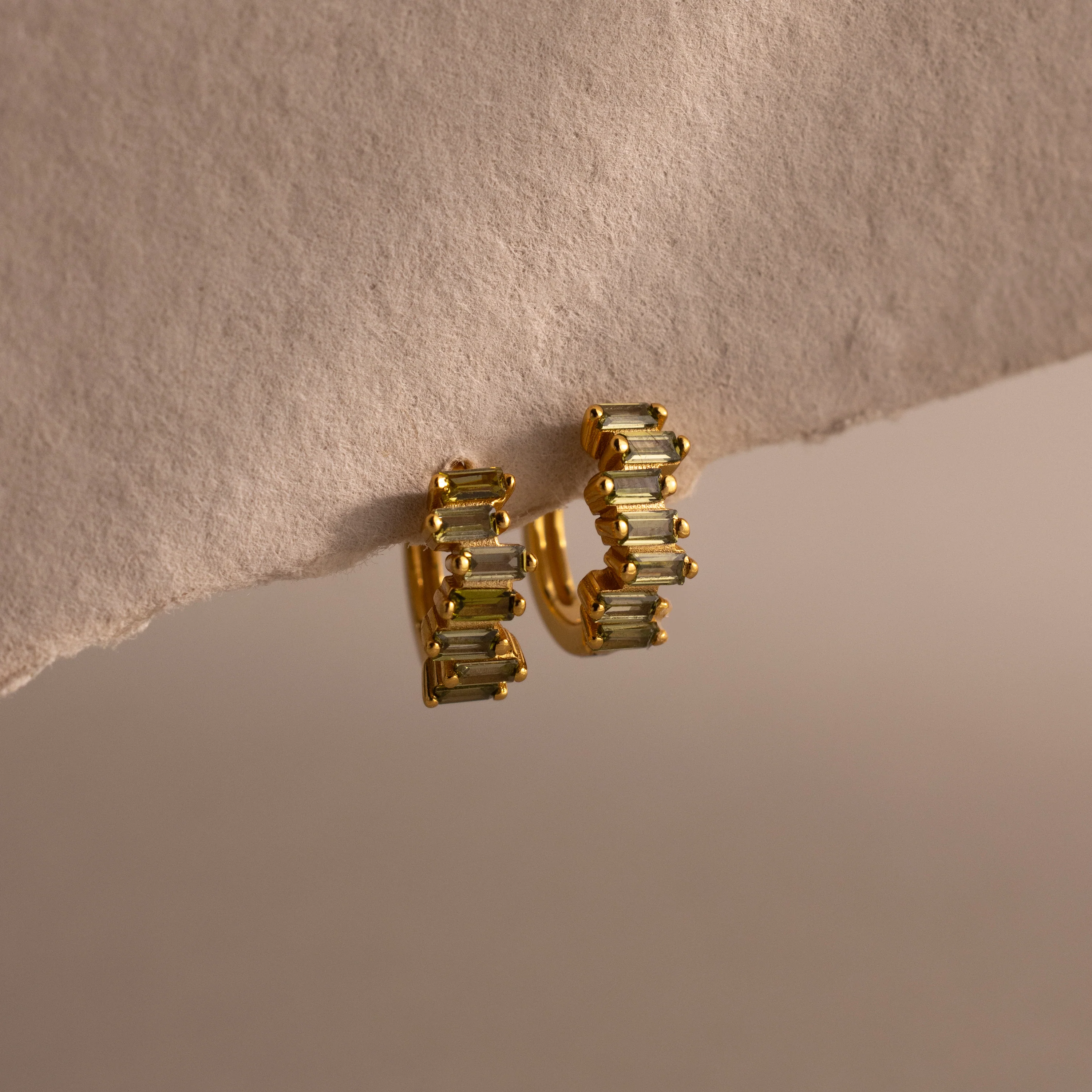 Staggered Baguette Birthstone Huggies - Image 8
