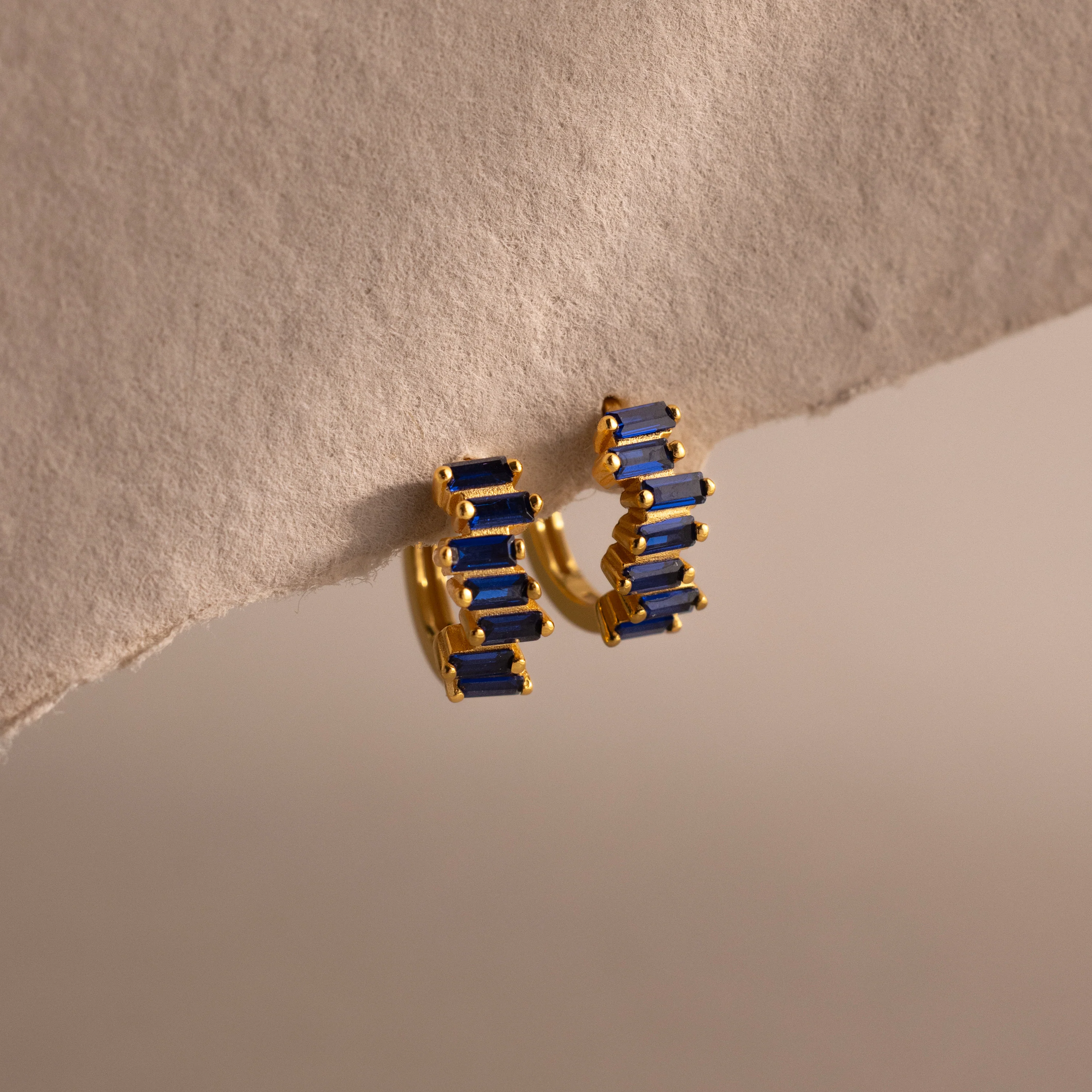 Staggered Baguette Birthstone Huggies - Image 13