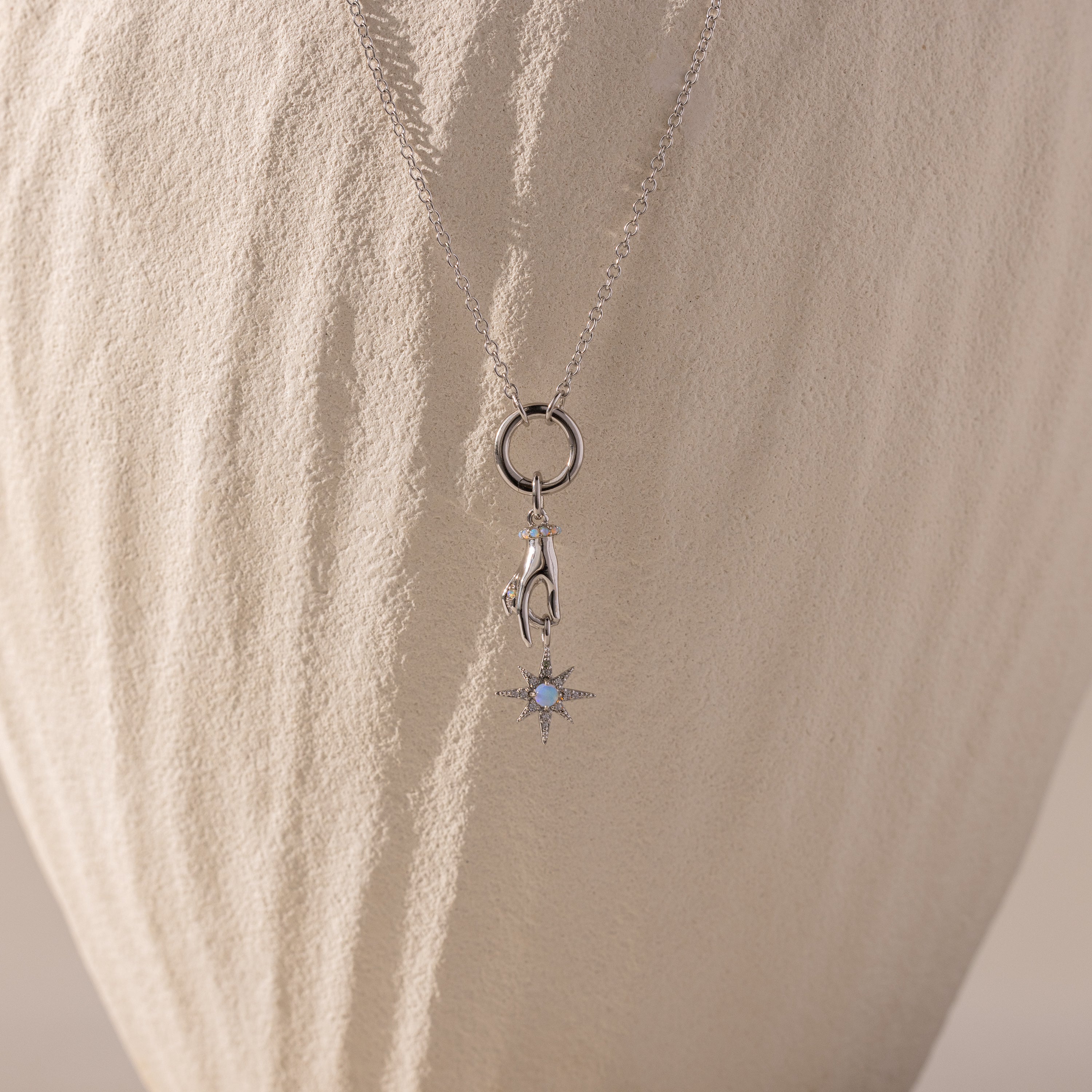 Star Opal Hand Charm in Silver - Image 3