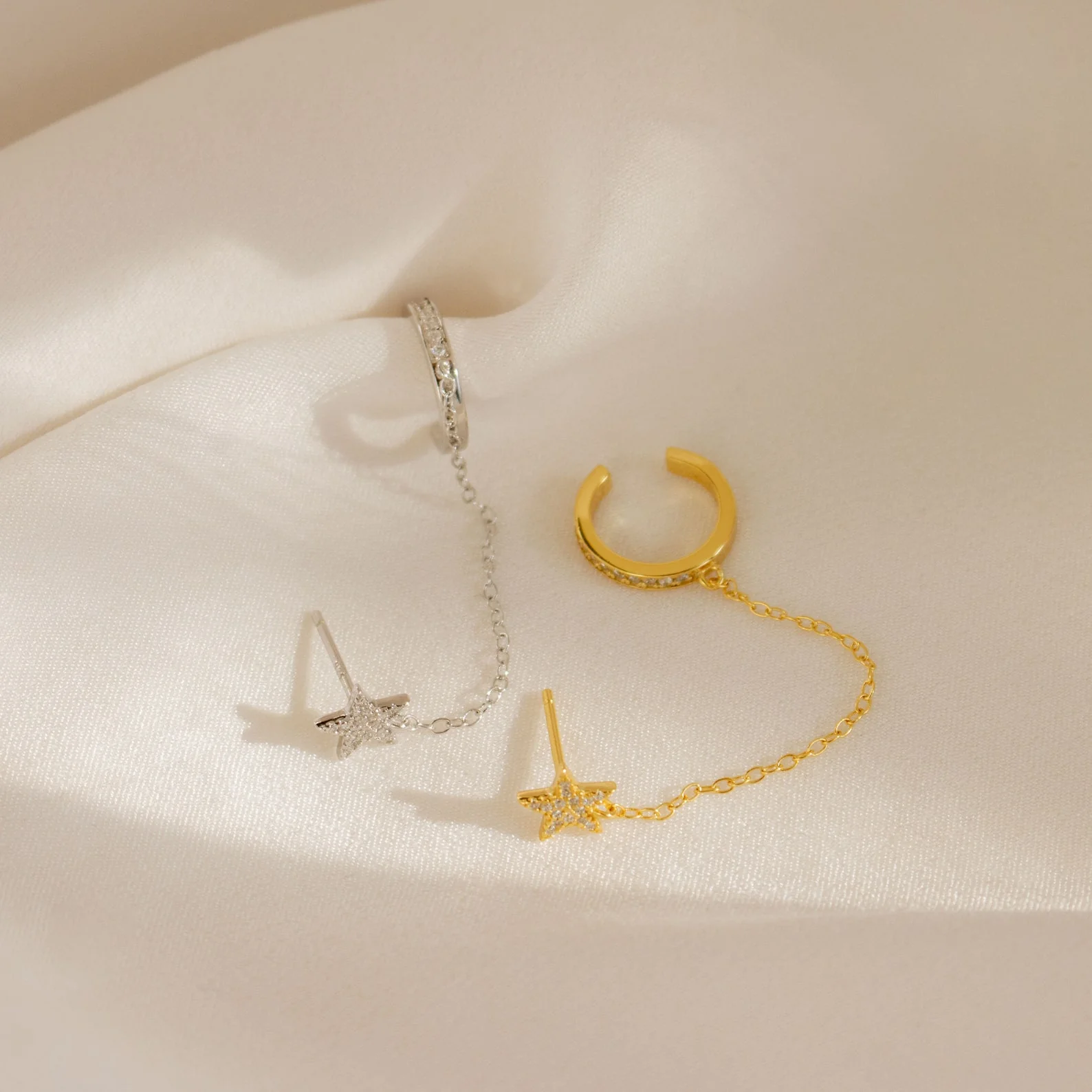 Star Pave Chain Ear Cuffs - Image 4