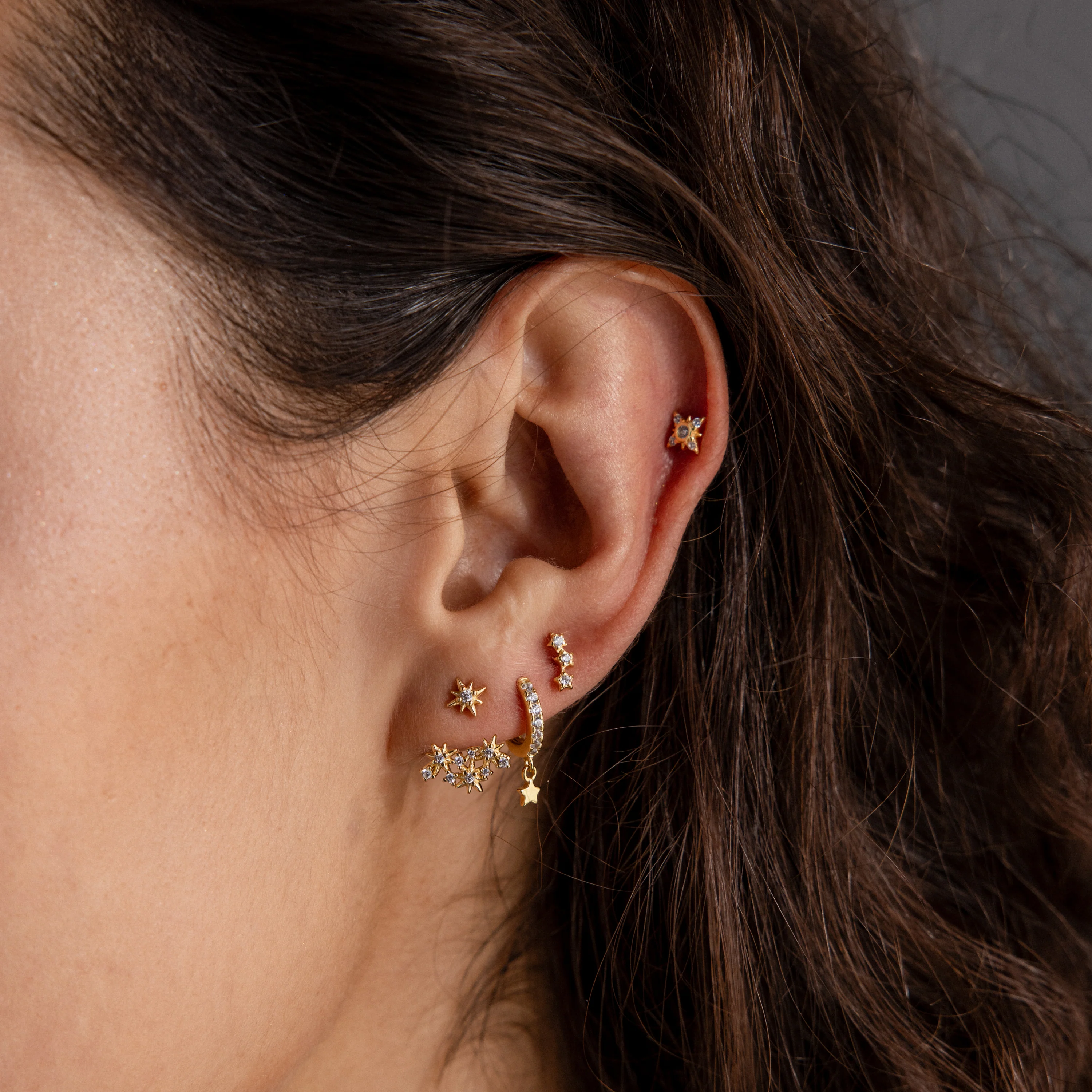 Starburst Cluster Ear Jackets in 18K Gold - Image 6