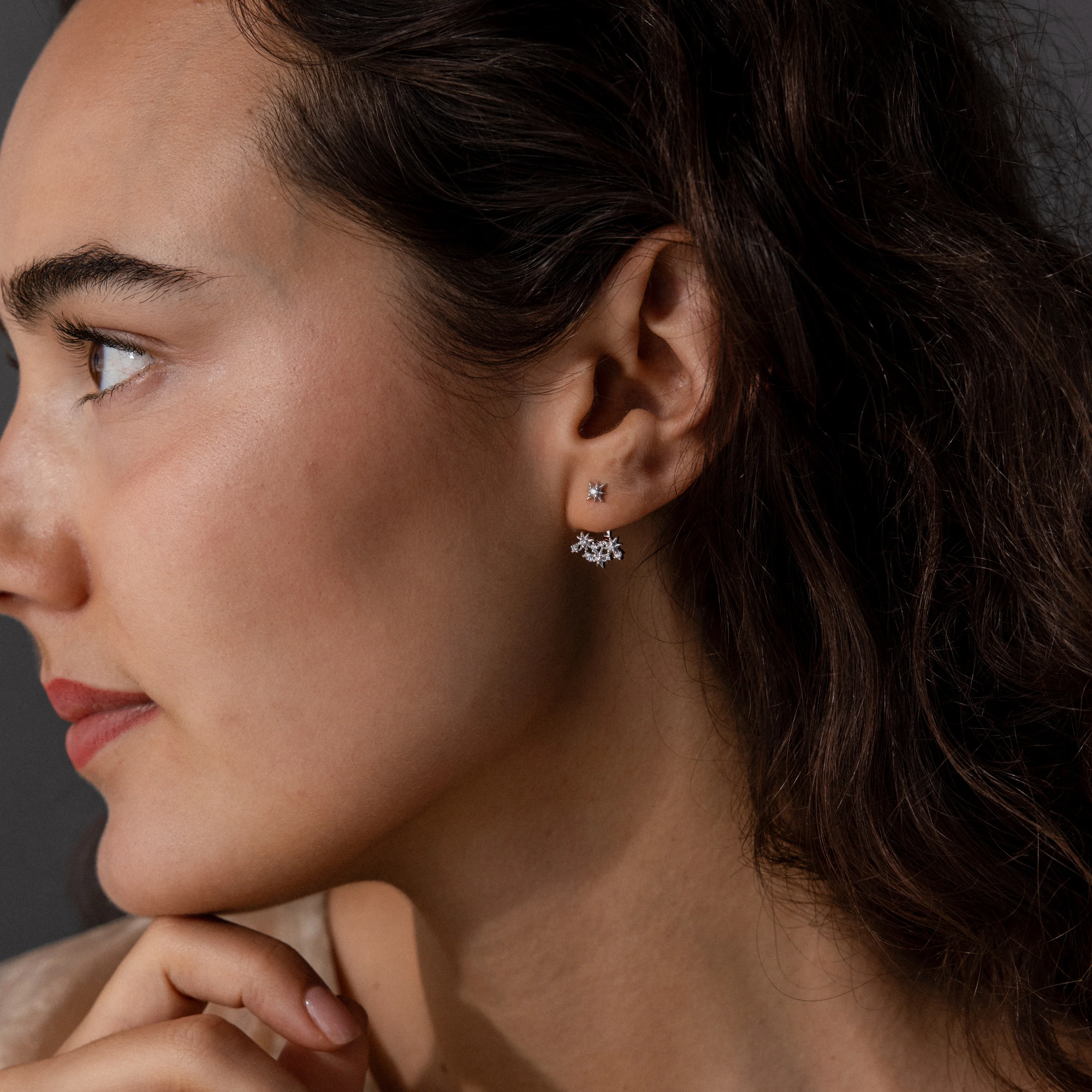 Starburst Cluster Ear Jackets in Silver - Image 6