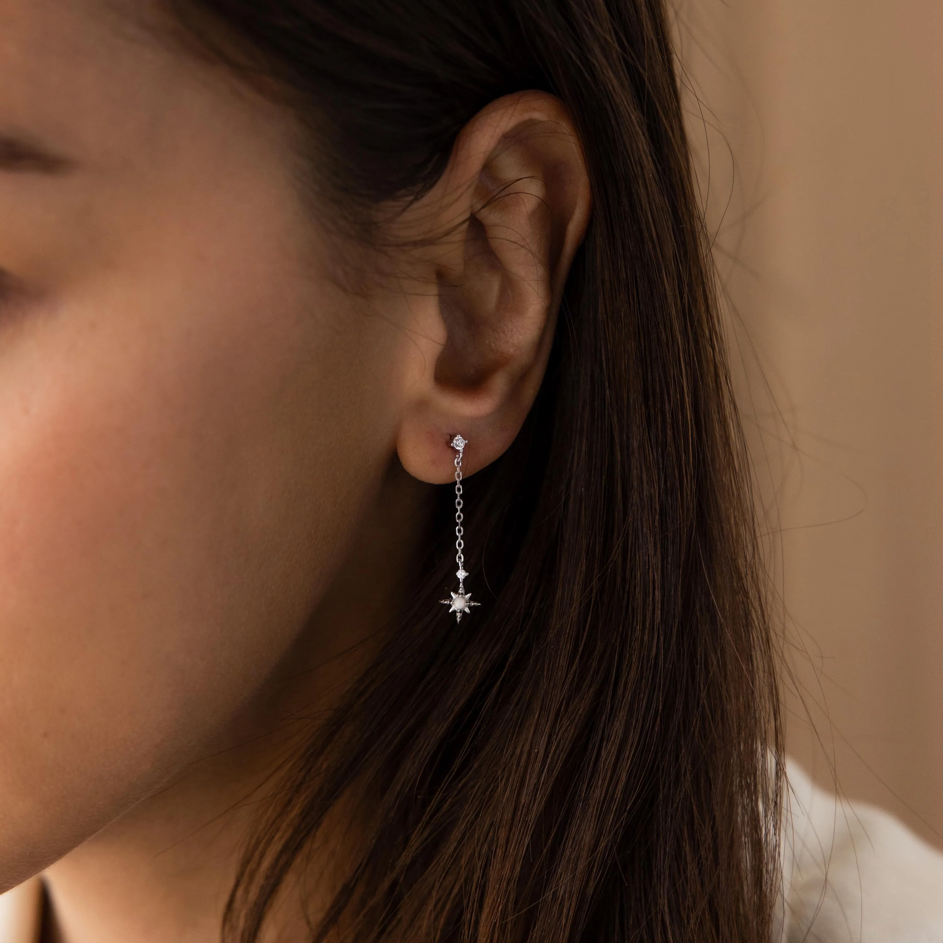 Starburst Drop Studs in Silver - Image 2
