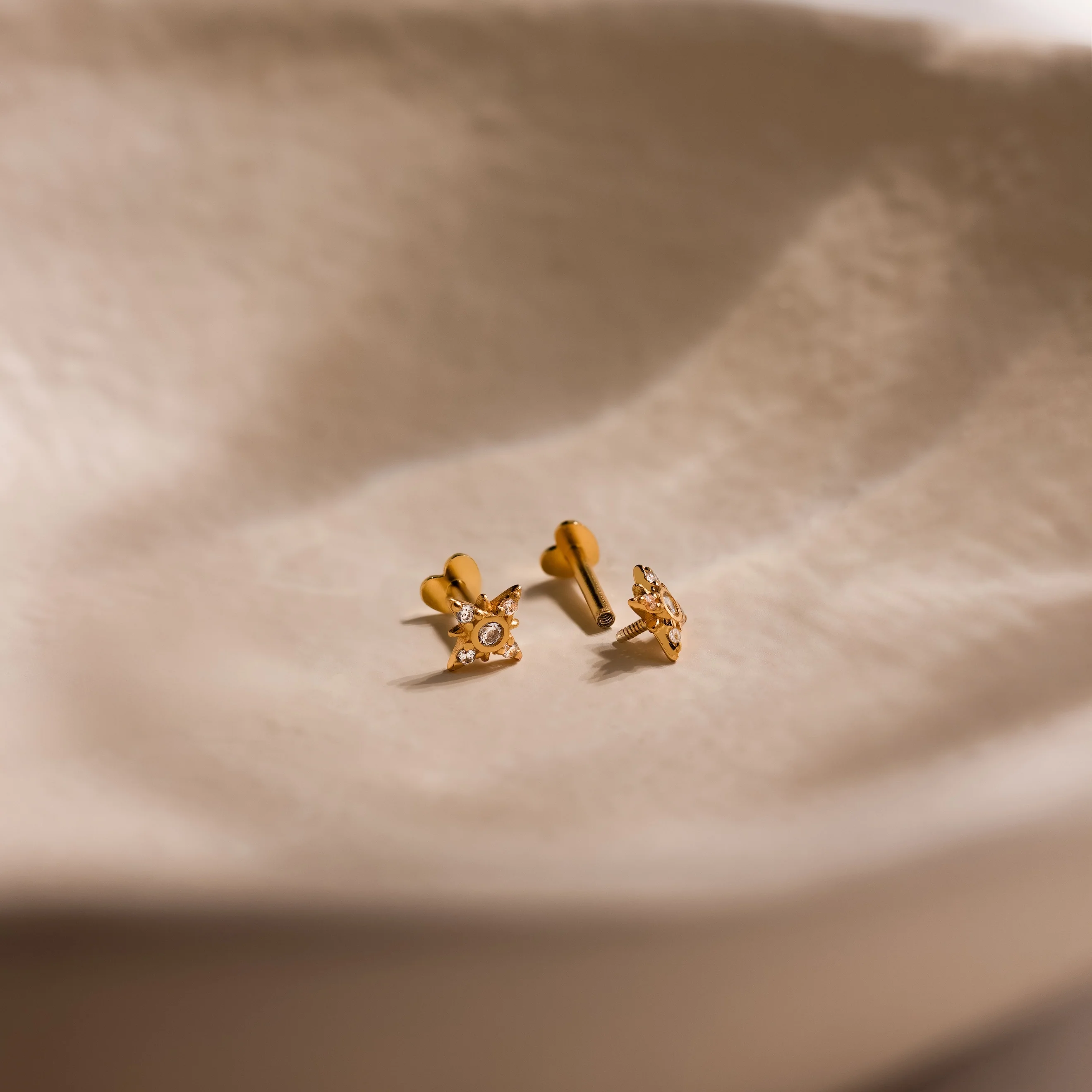 Starburst Flat Back Studs in 18K Gold - Image 6