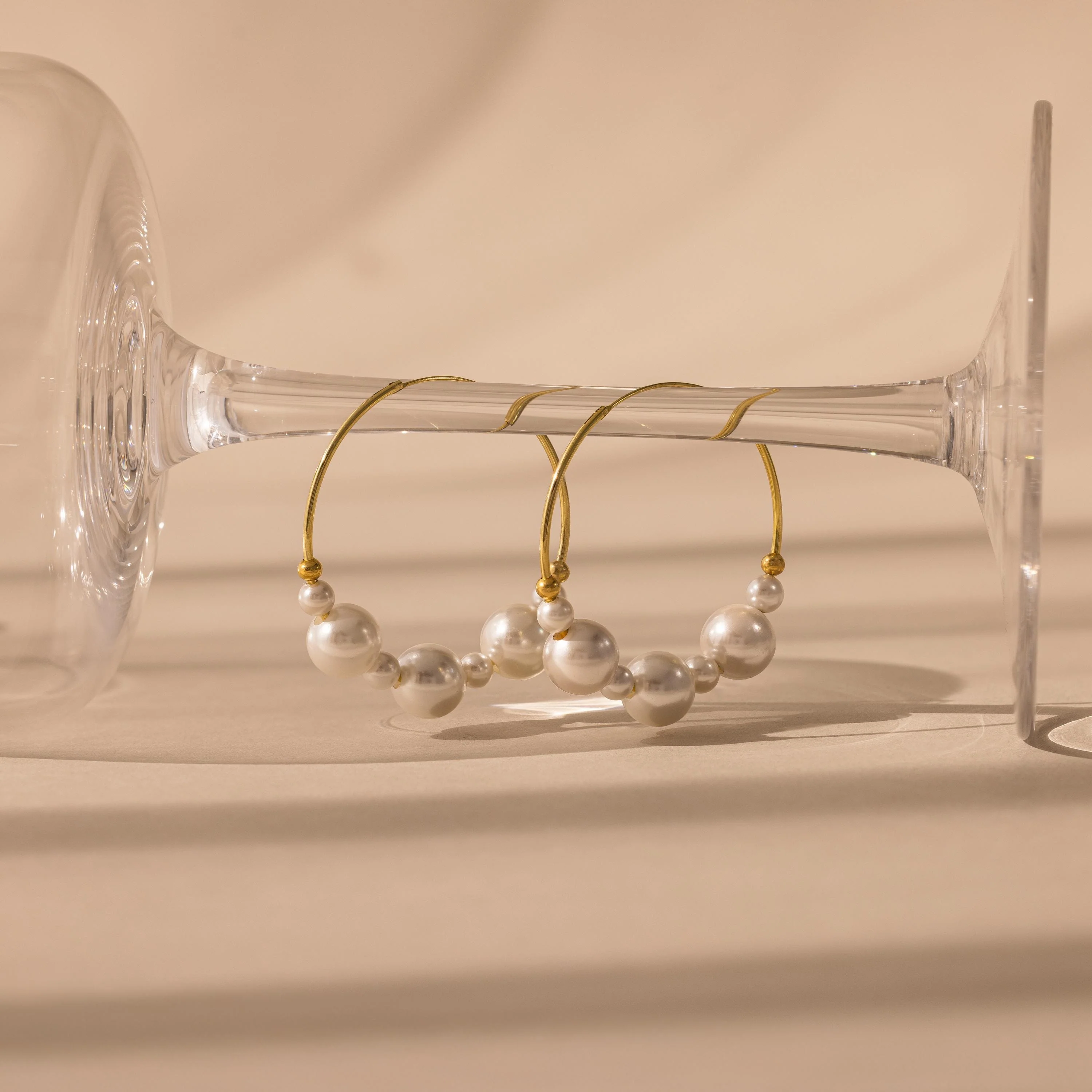Statement Pearl Hoops in 18K Gold - Image 5