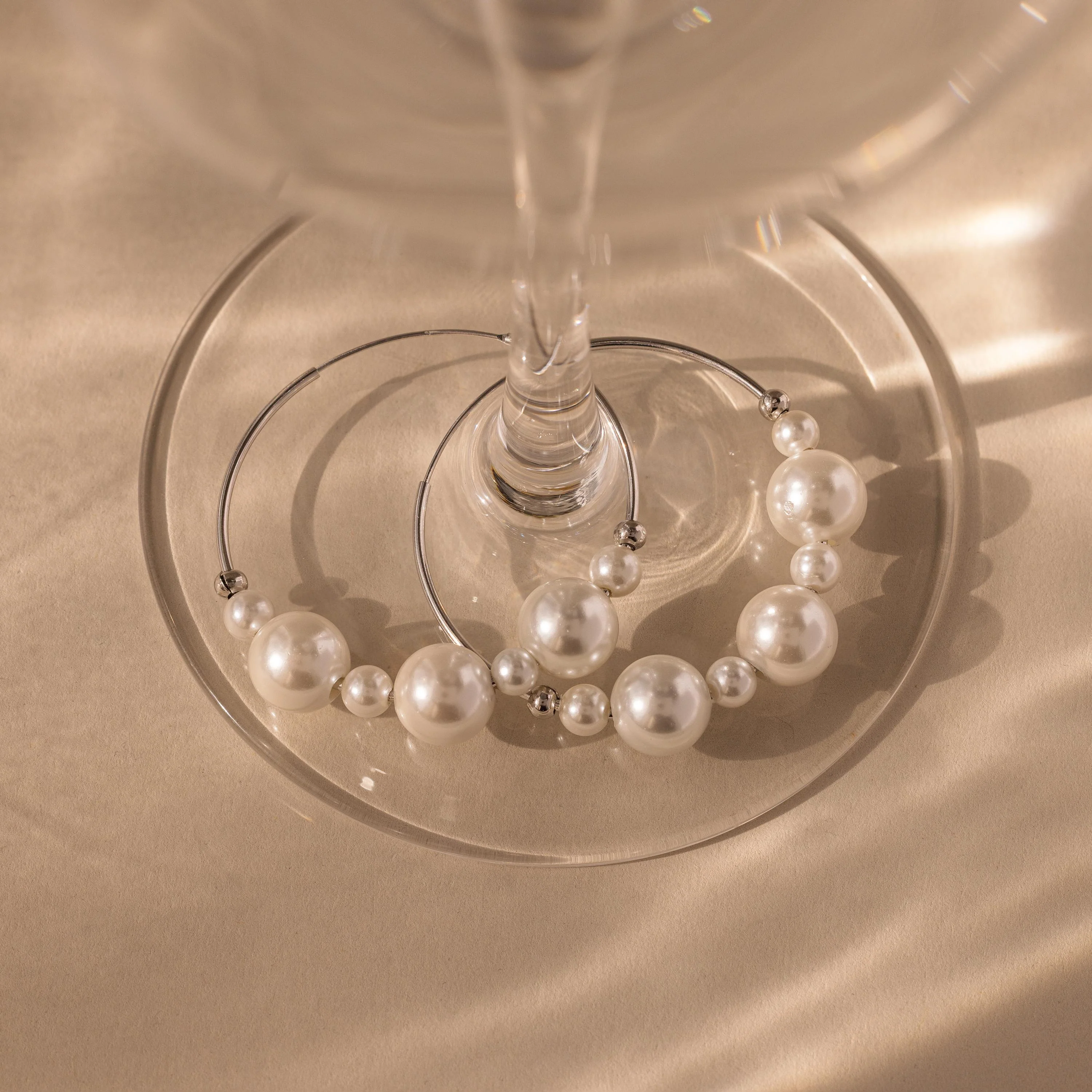 Statement Pearl Hoops in Silver - Image 5