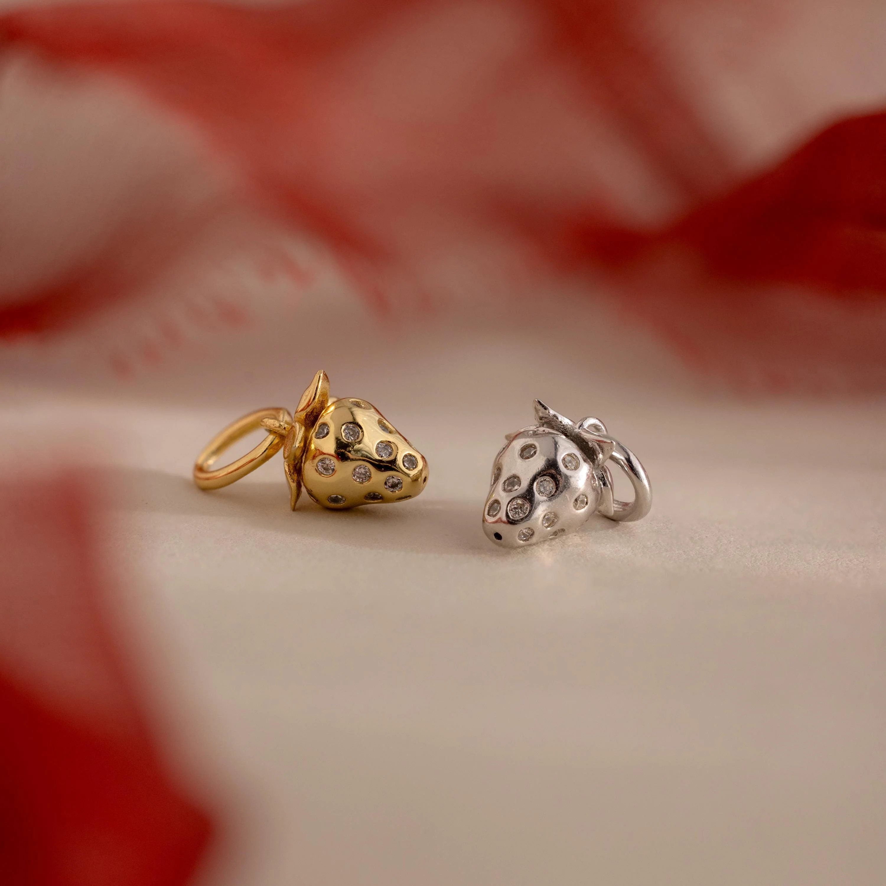 Strawberry Diamond Charm in Silver - Image 4