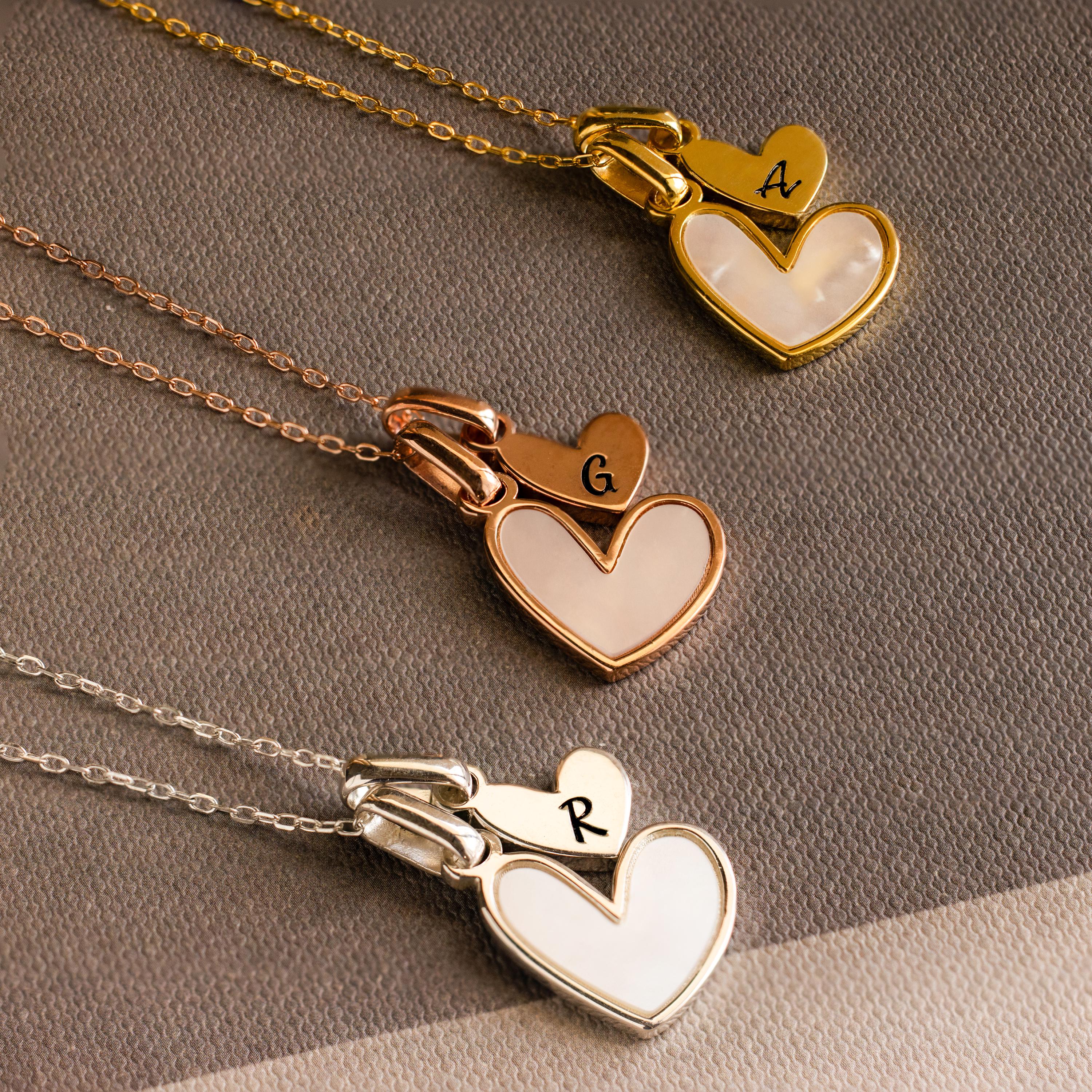 Stylish Pearl Initial Heart Necklace - Image 3