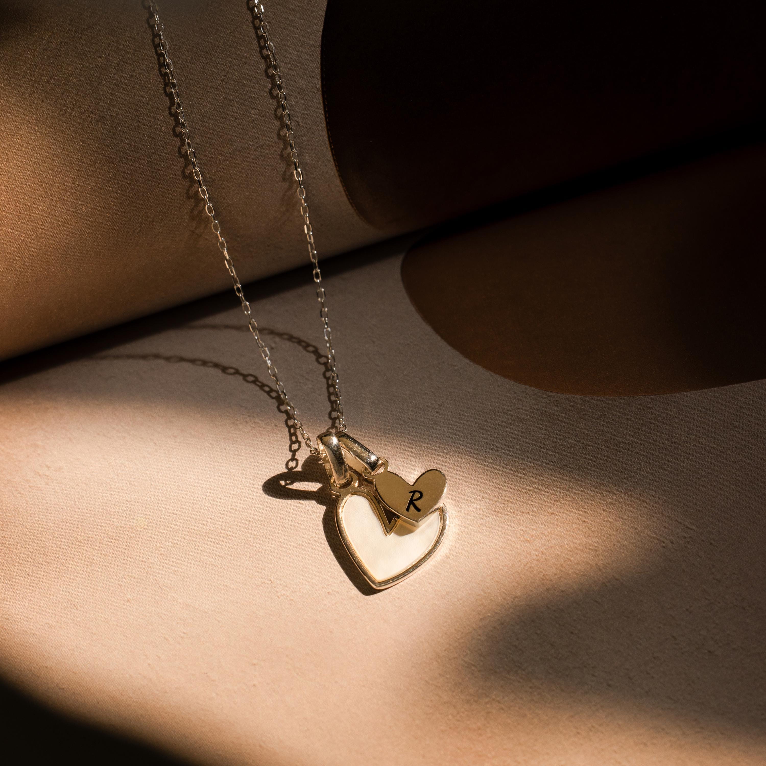 Stylish Pearl Initial Heart Necklace - Image 5