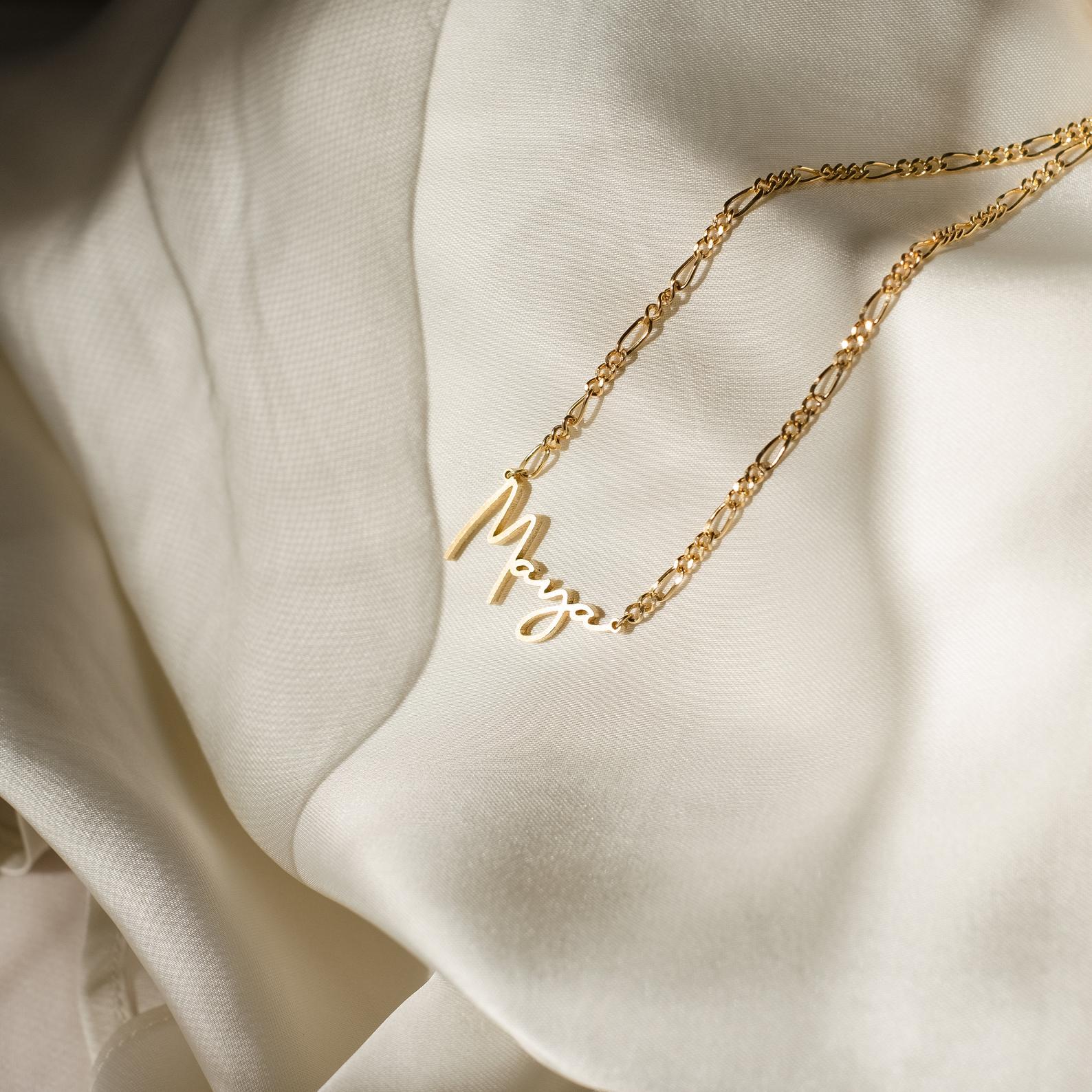 Summer Name Necklace in Figaro Chain - Image 3