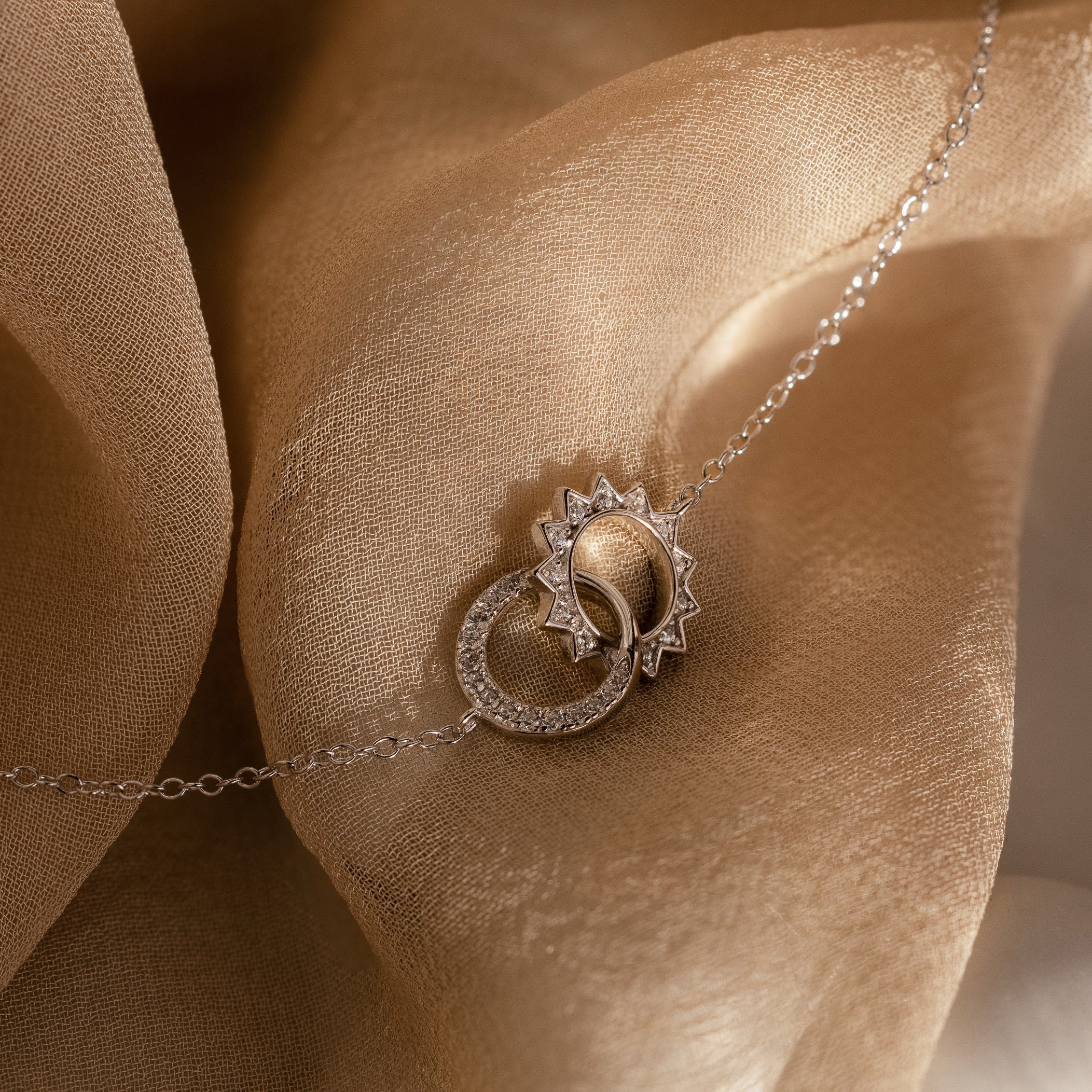 Sun & Moon Eternity Necklace in Silver - Image 3