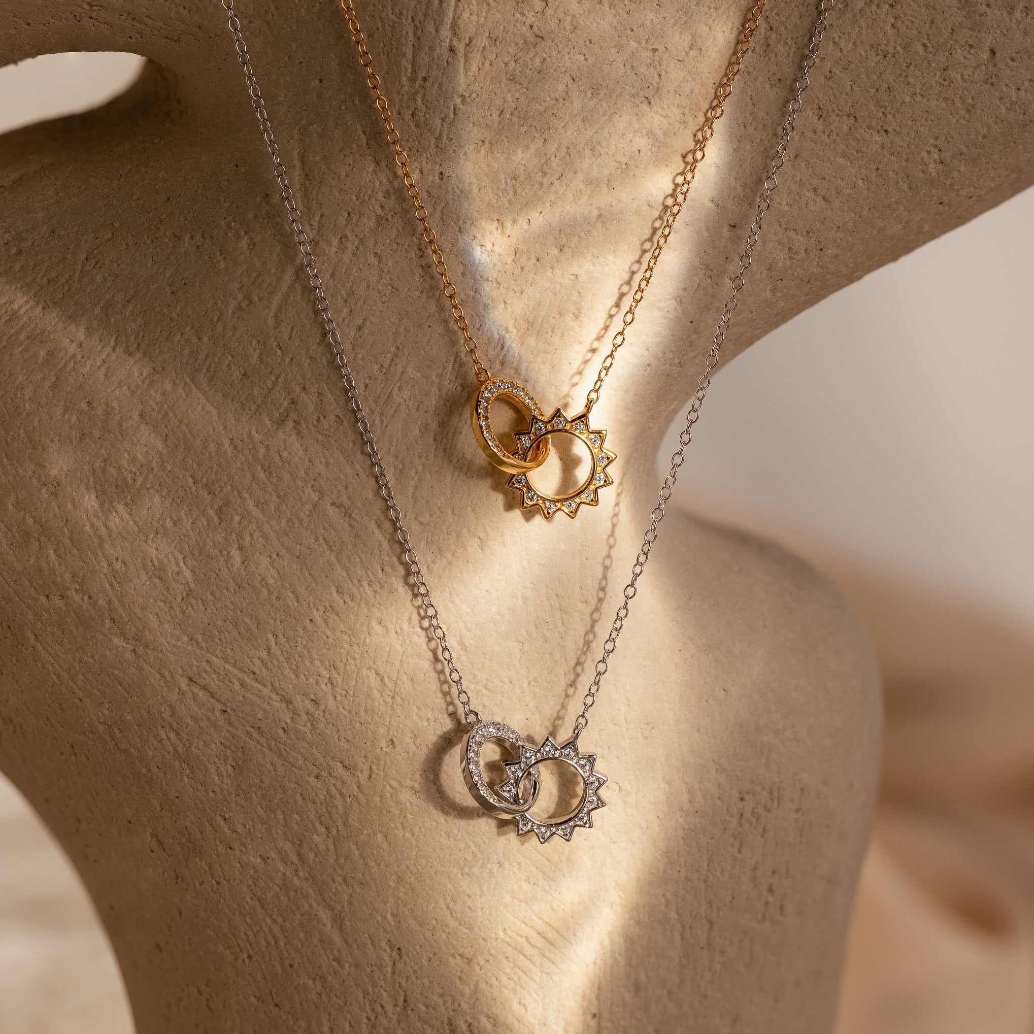 Sun & Moon Eternity Necklace in Silver - Image 6