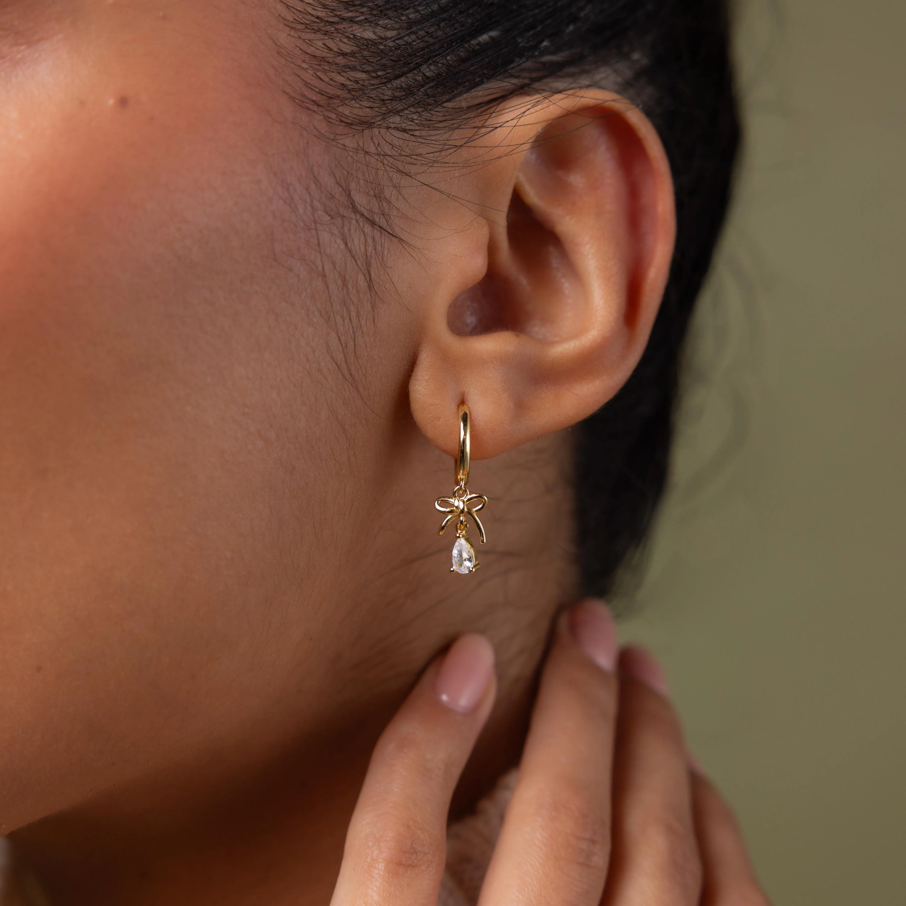Teardrop Ribbon Charm Hoops - Image 3