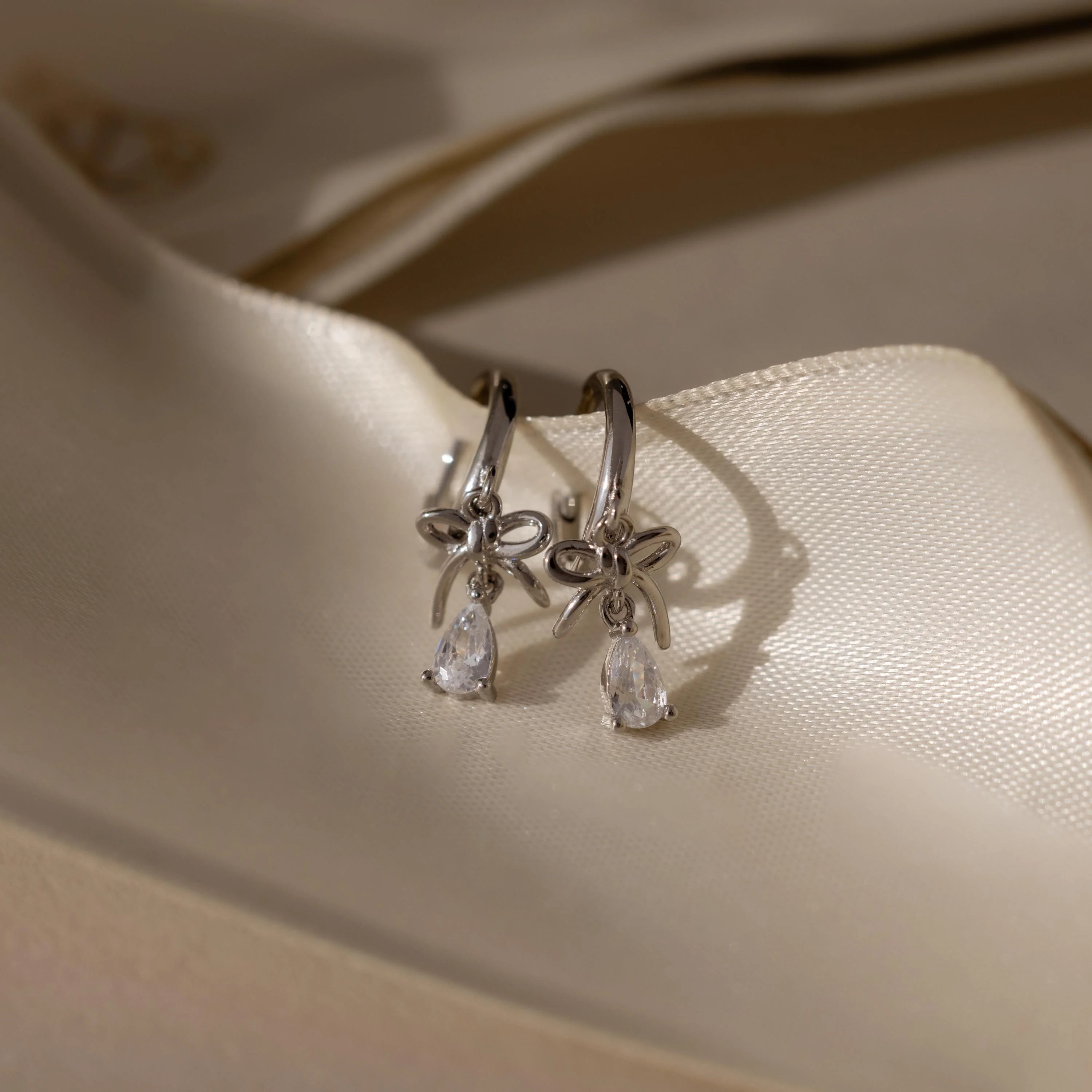 Teardrop Ribbon Charm Hoops - Image 6