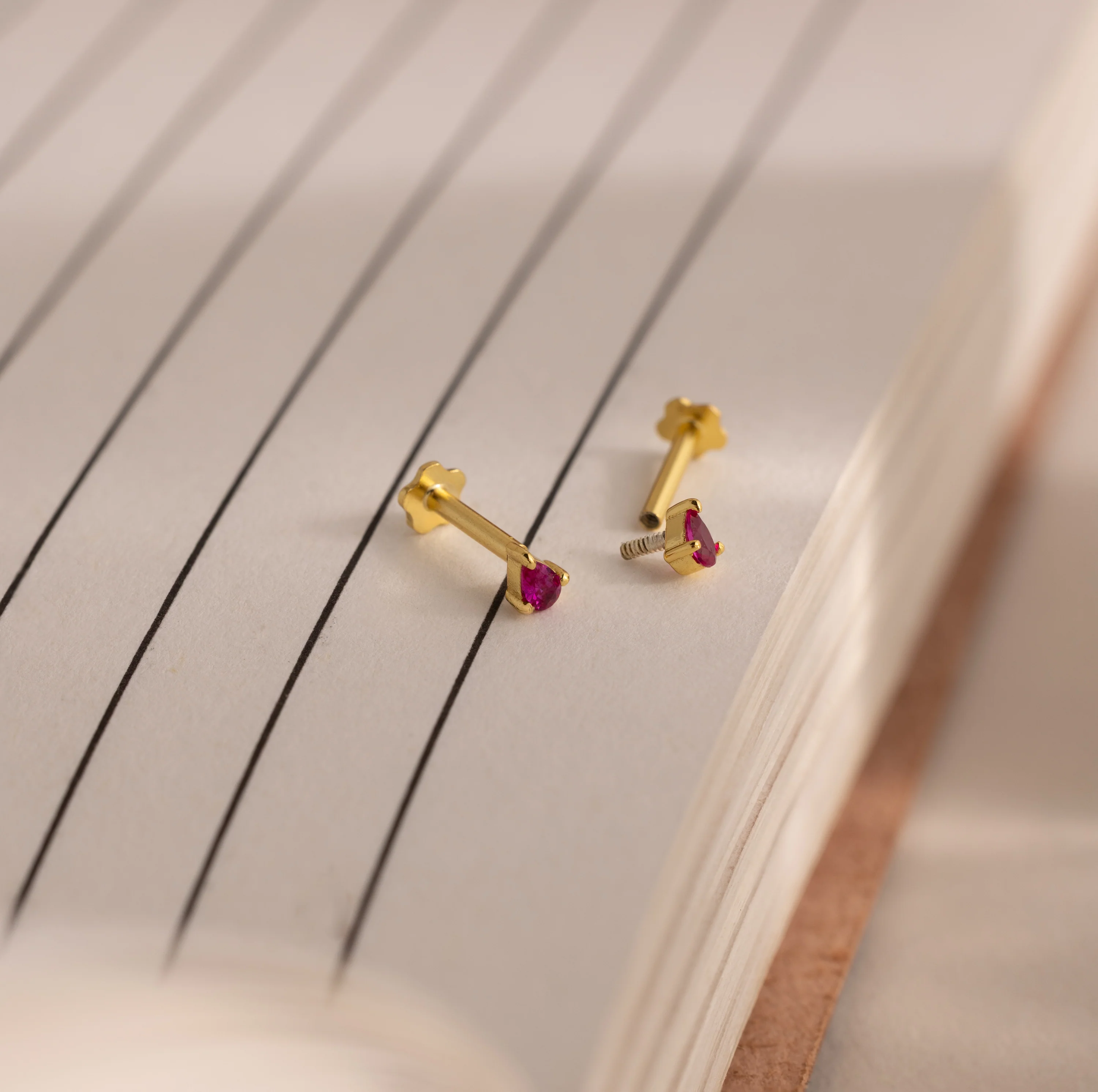 Teardrop Ruby Flatback Studs - Image 3