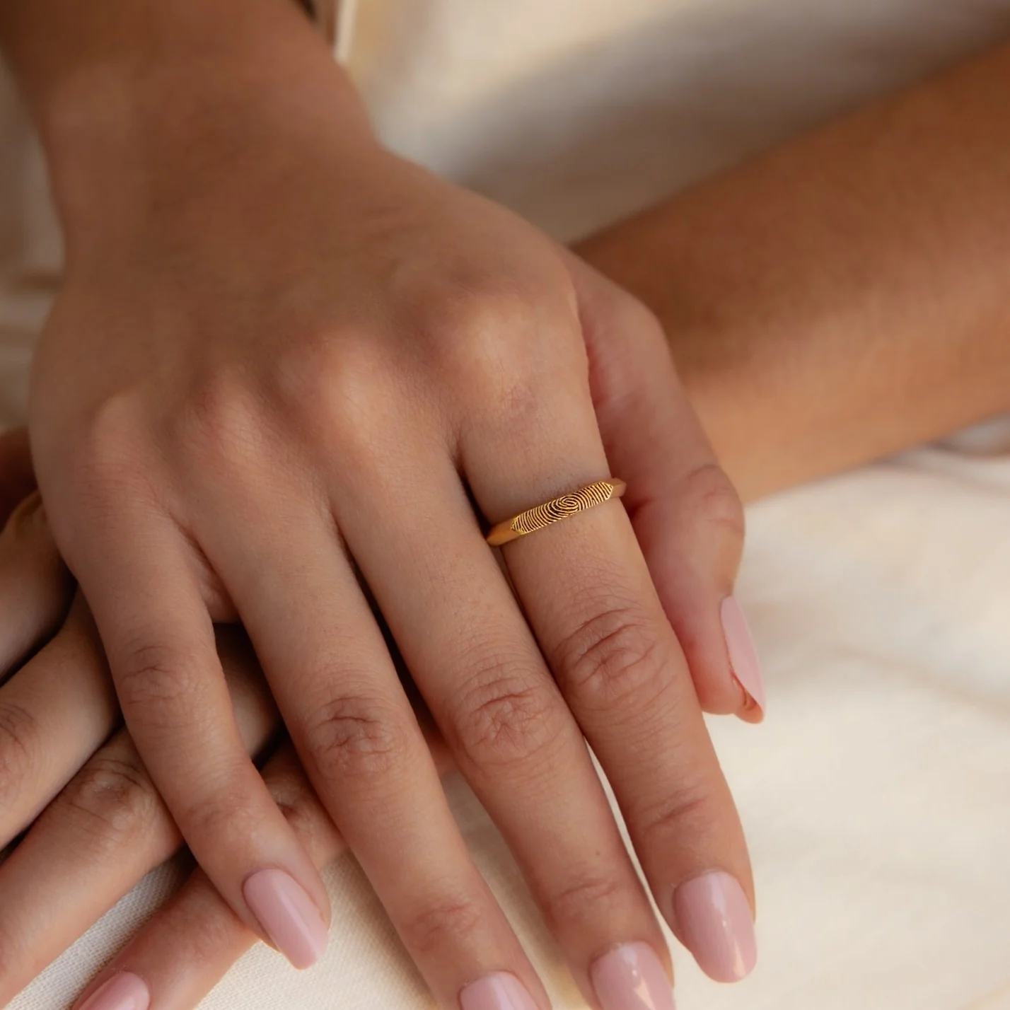 Thin Fingerprint Signet Ring - Image 2