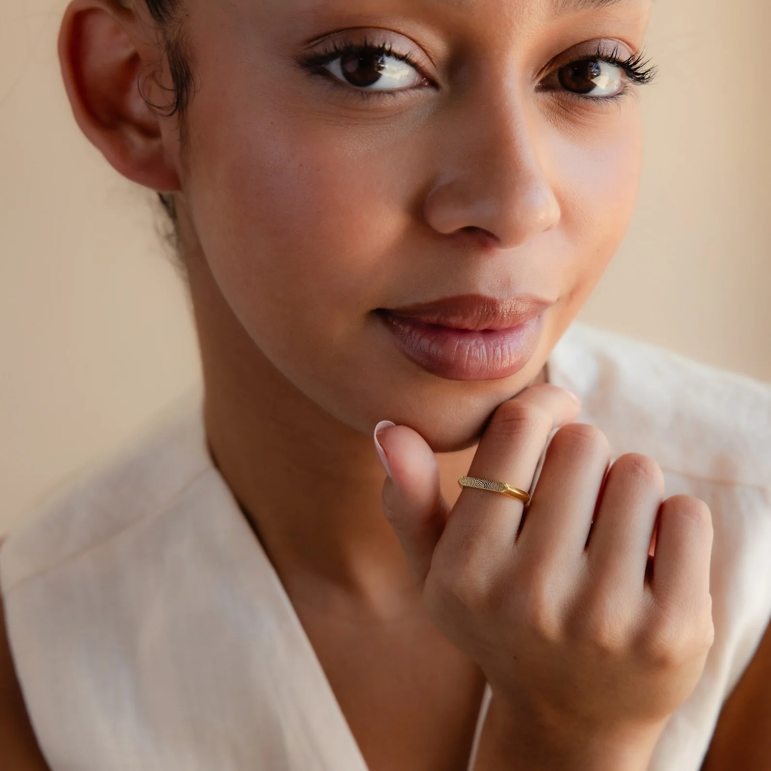 Thin Fingerprint Signet Ring - Image 3