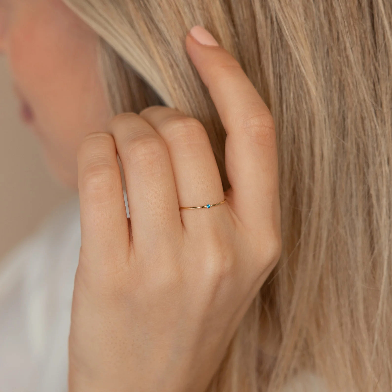 Thin Mini Birthstone Ring - Image 6