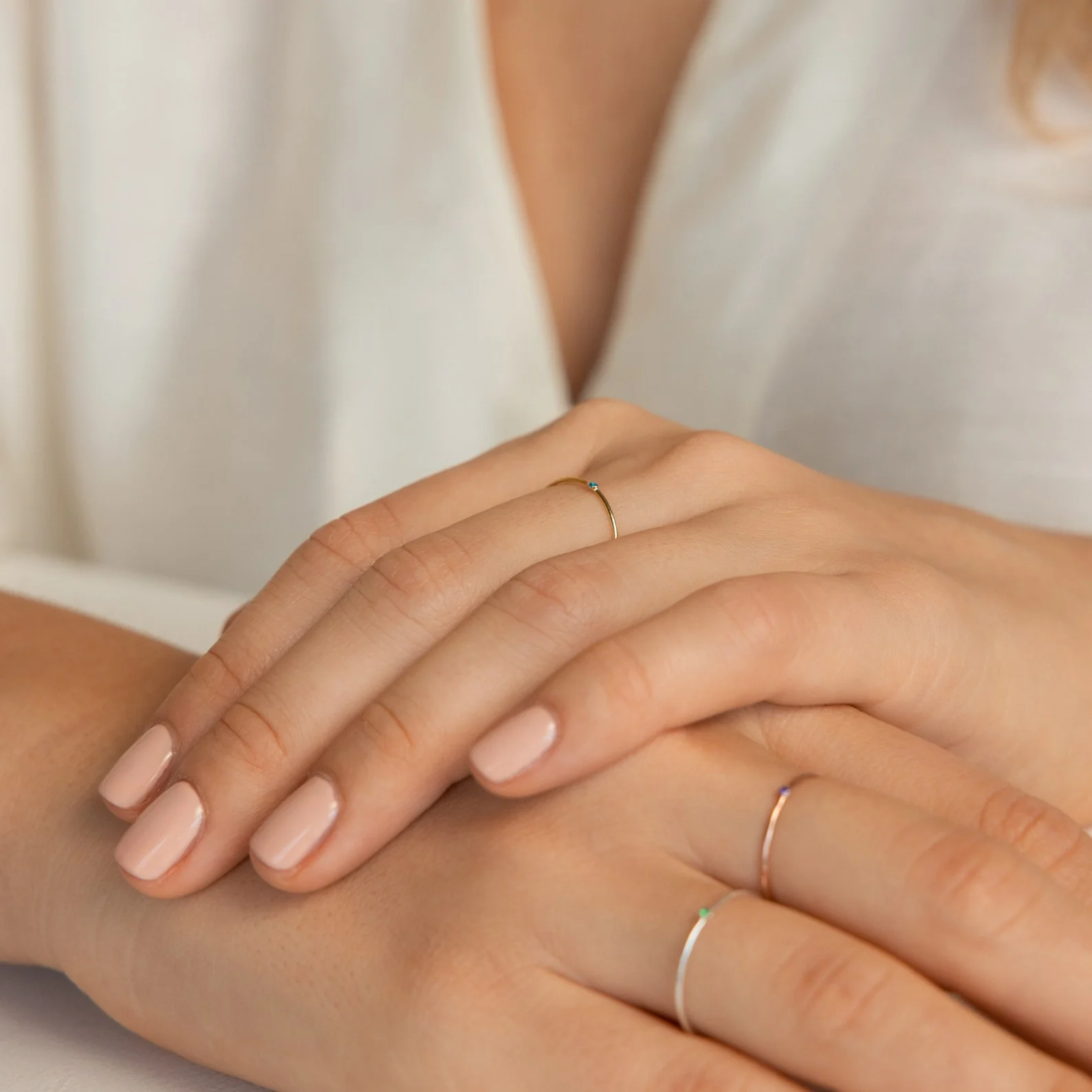 Thin Mini Birthstone Ring - Image 8
