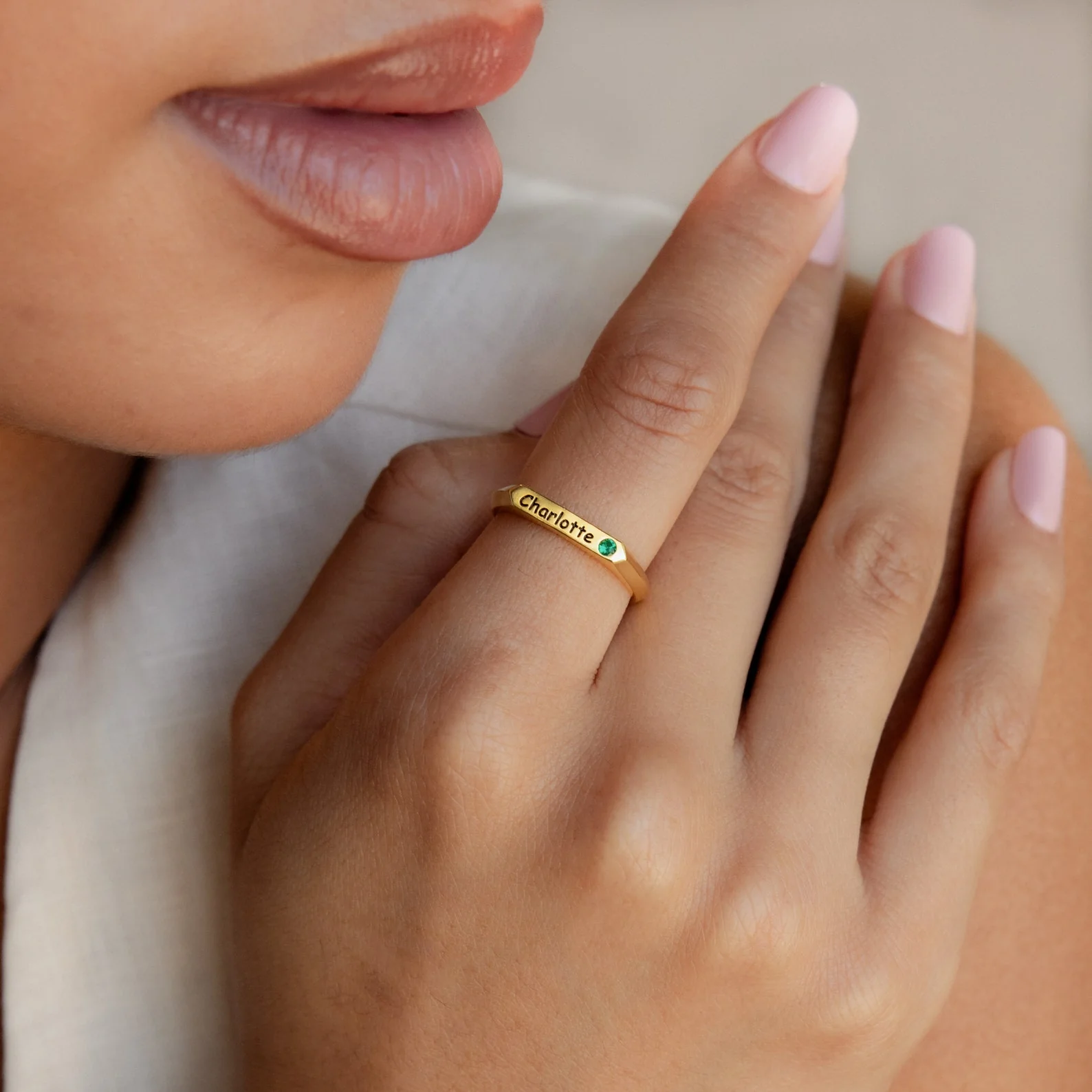 Thin Name Signet Ring - Image 4