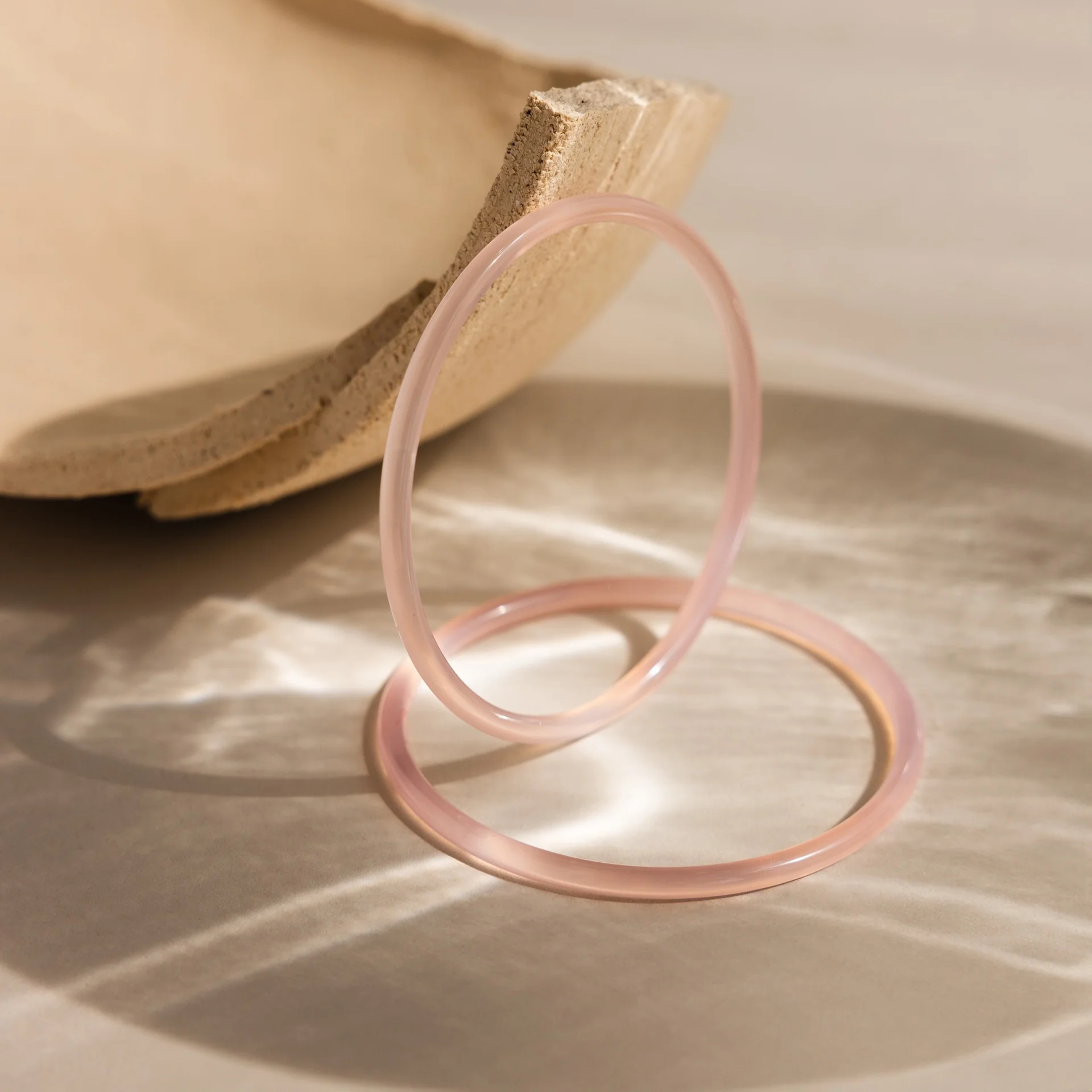 Thin Pink Jade Bangle Set - Image 3