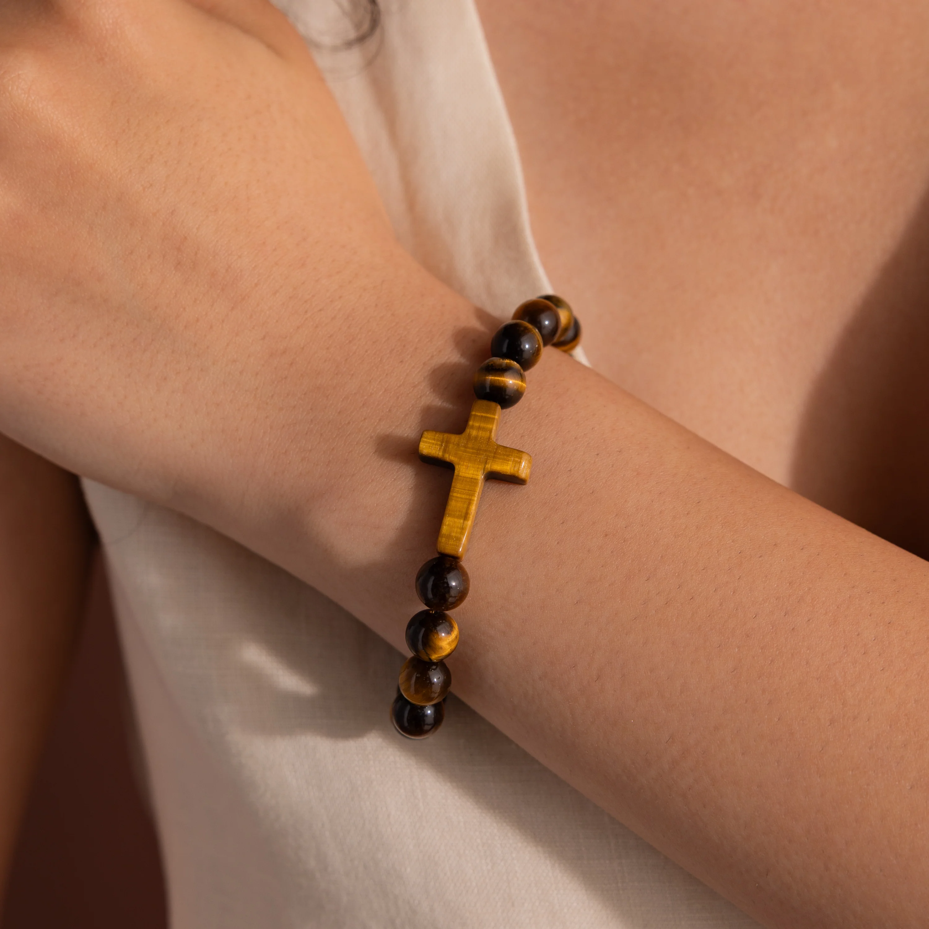 Tiger's Eye Cross Bracelet - Image 2