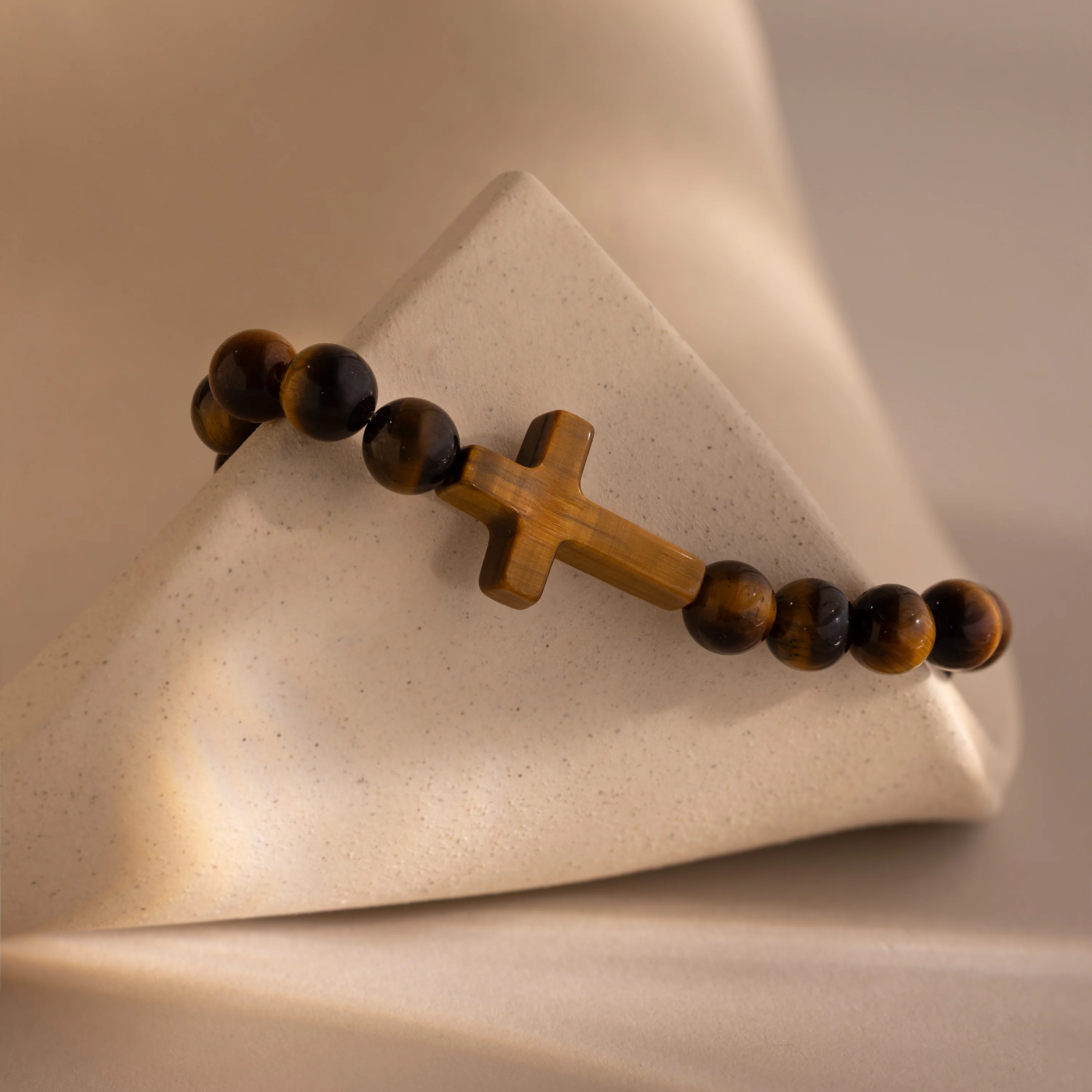 Tiger's Eye Cross Bracelet - Image 3