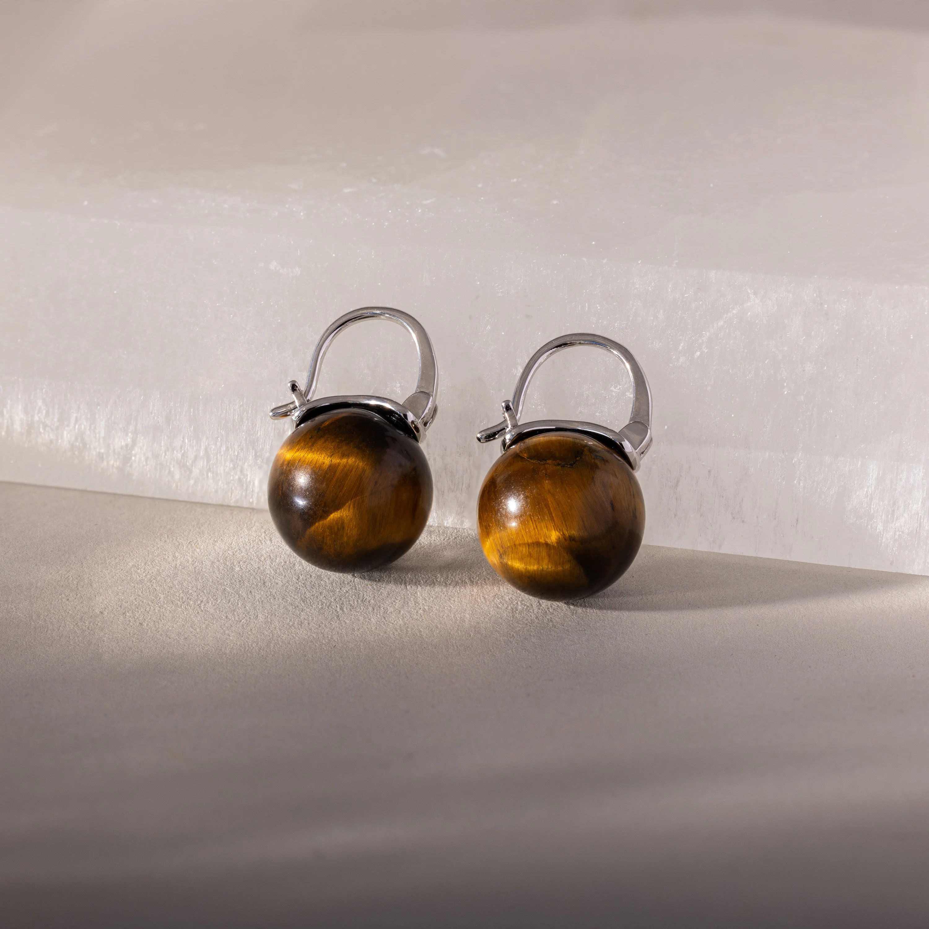 Tiger's Eye Dome Drop Earrings - Image 2