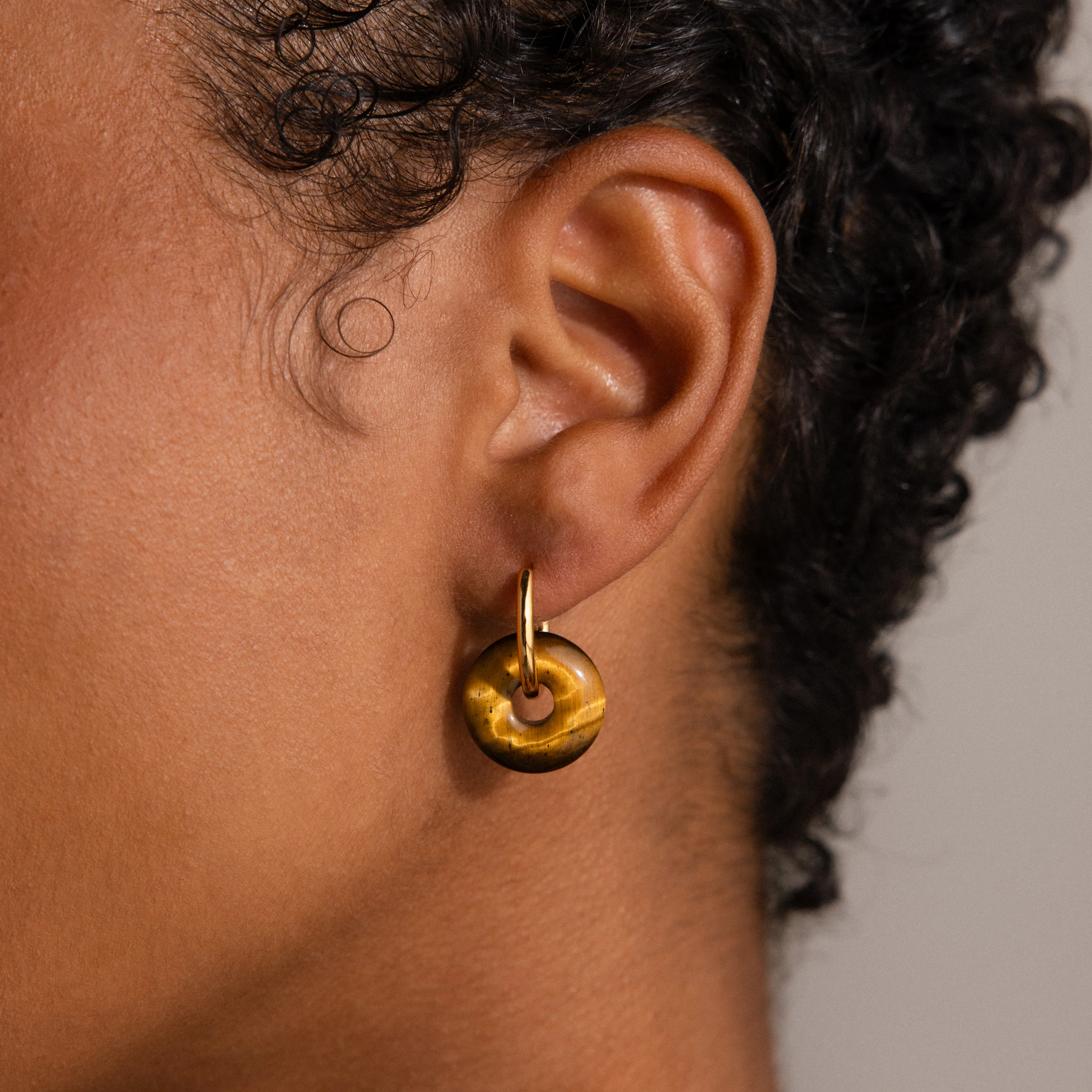 Tiger's Eye Duo Hoops - Image 3