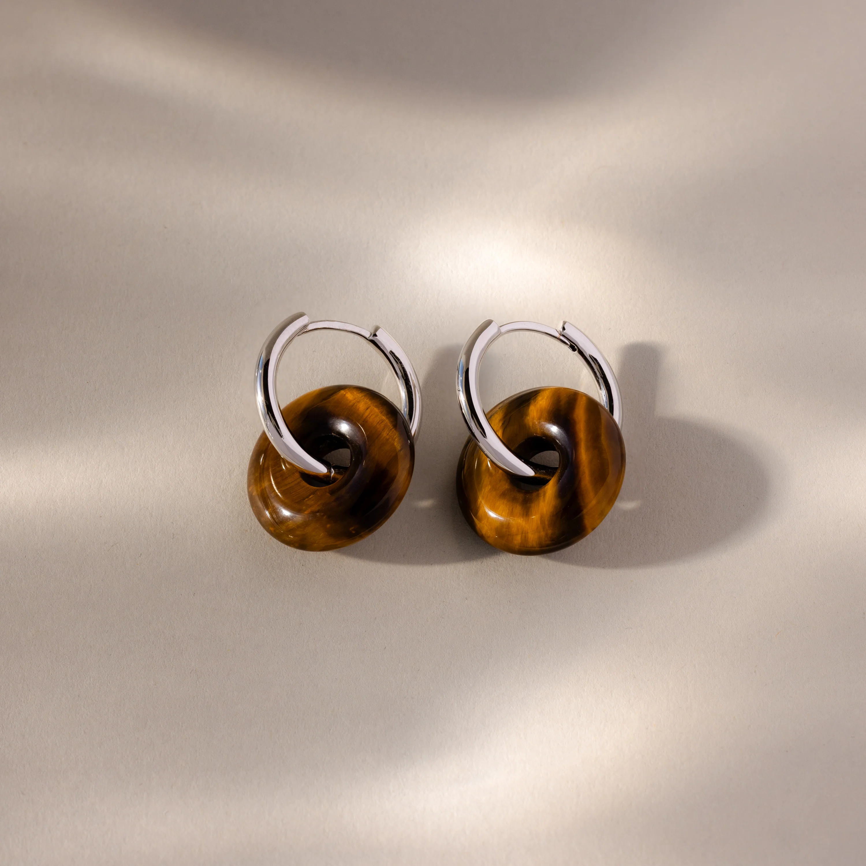 Tiger's Eye Duo Hoops - Image 4