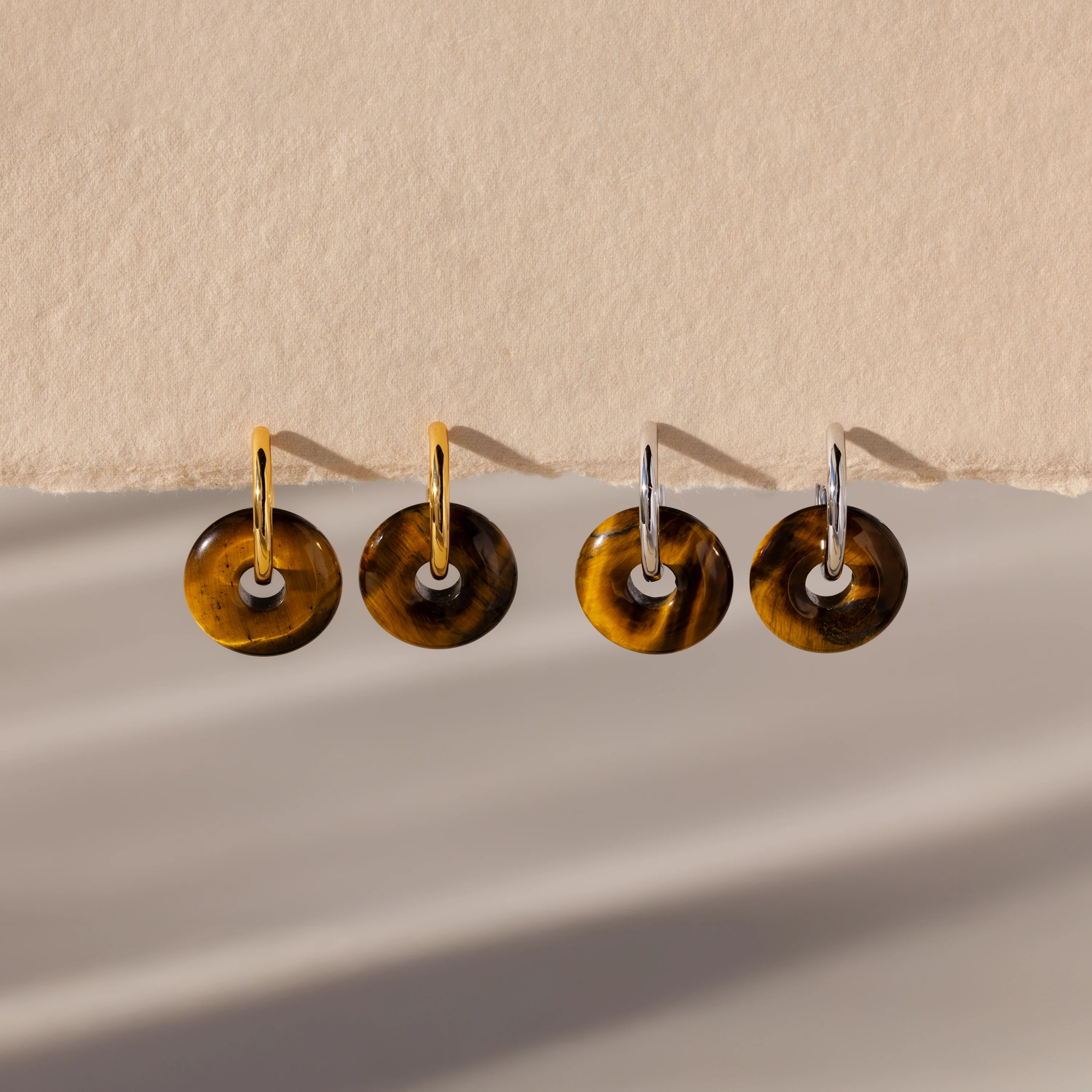 Tiger's Eye Duo Hoops - Image 6