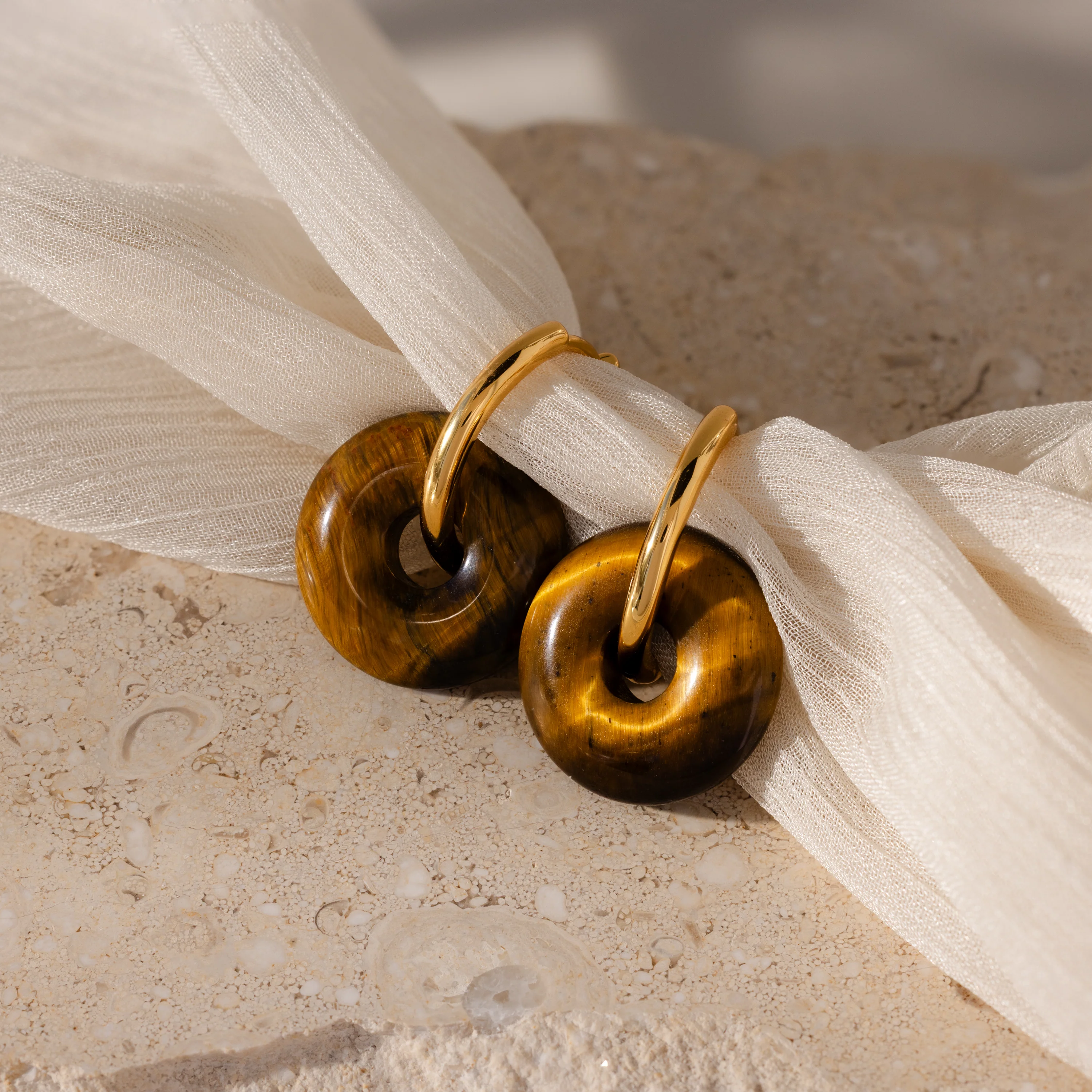 Tiger's Eye Duo Hoops - Image 8