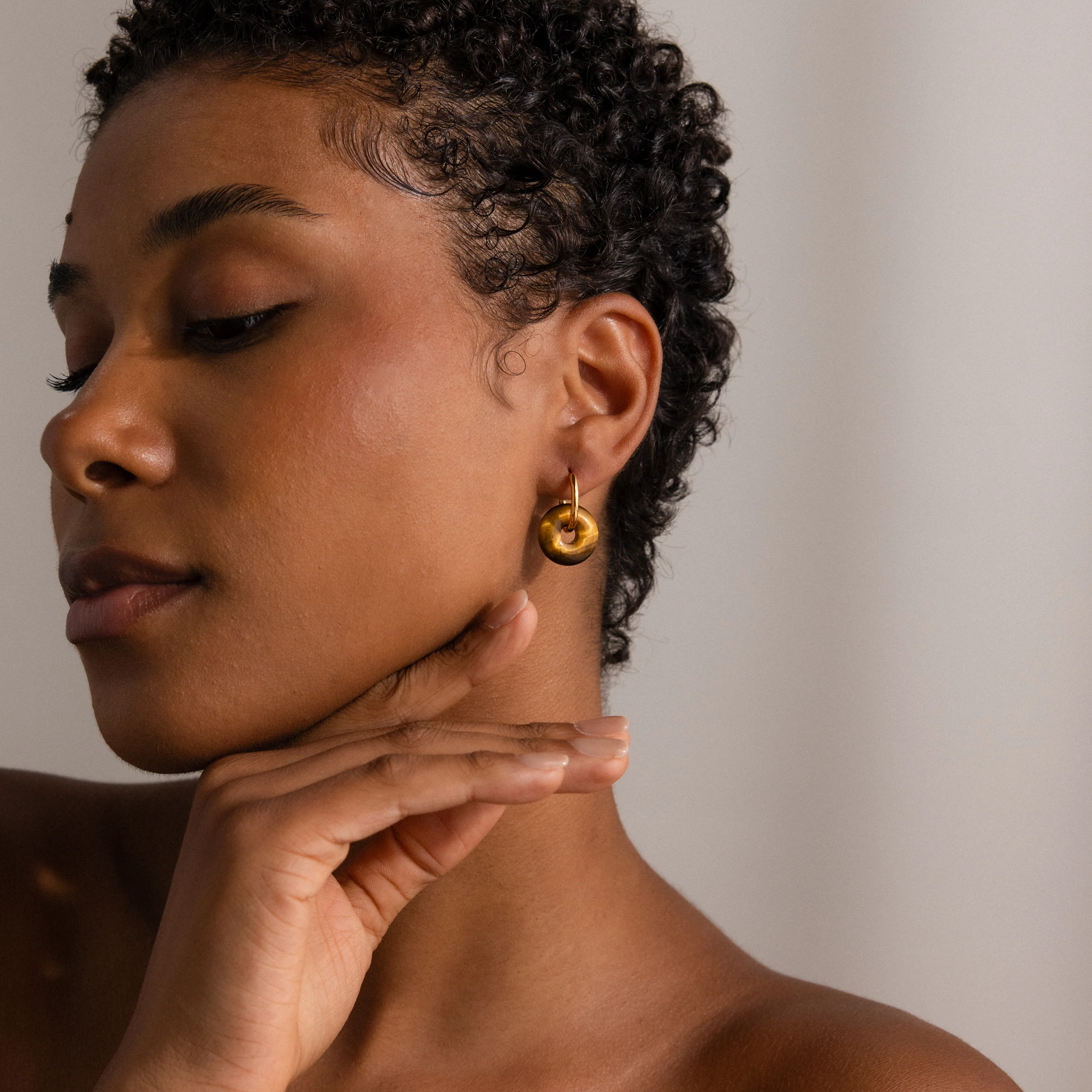 Tiger's Eye Duo Hoops - Image 9