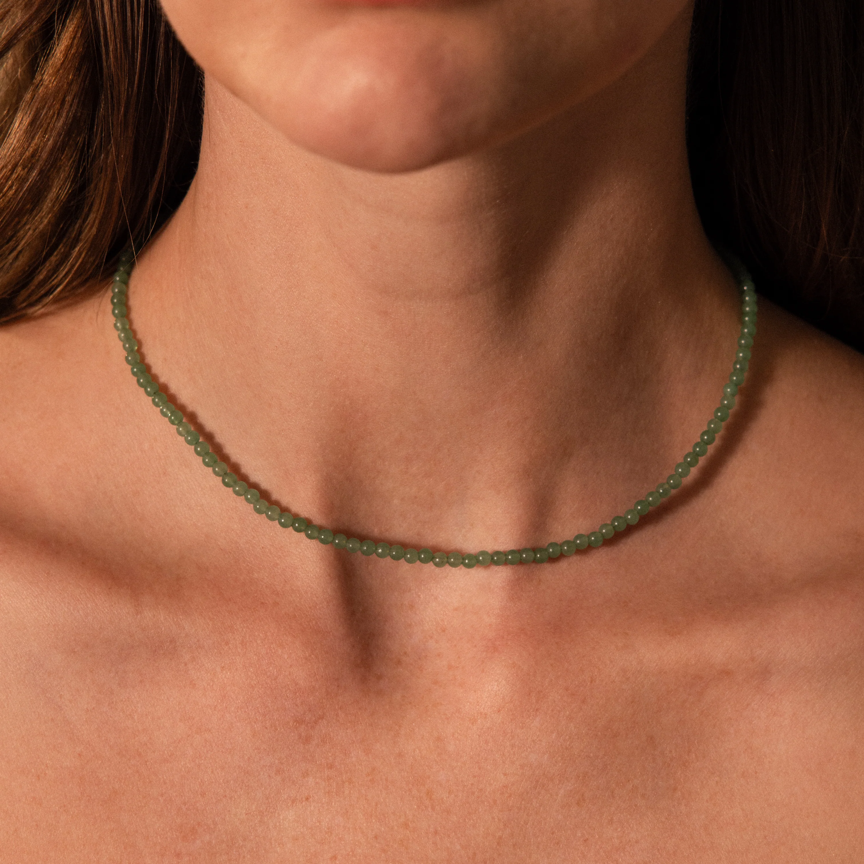 Tiny Aventurine Choker Necklace in Silver - Image 2
