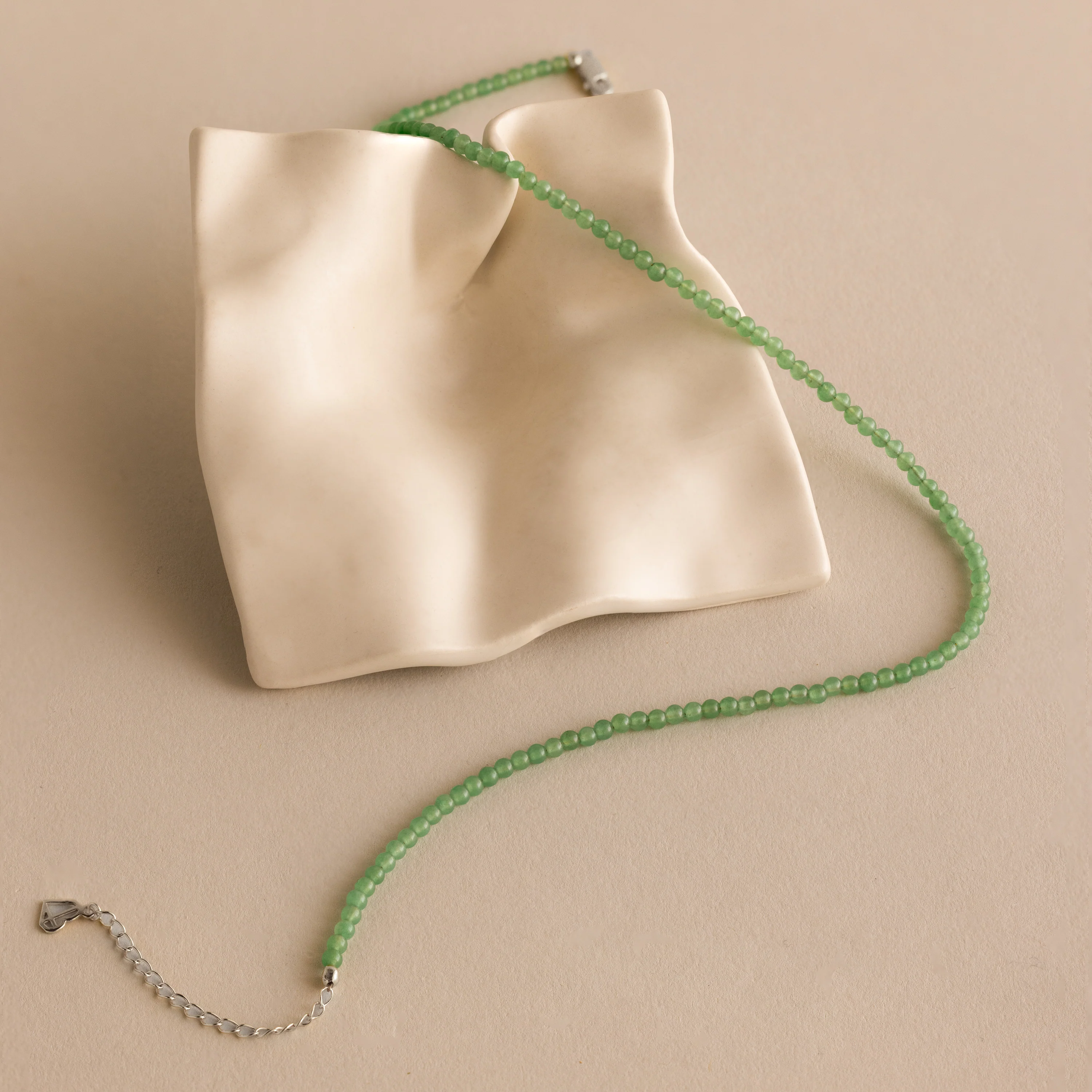 Tiny Aventurine Choker Necklace in Silver - Image 3