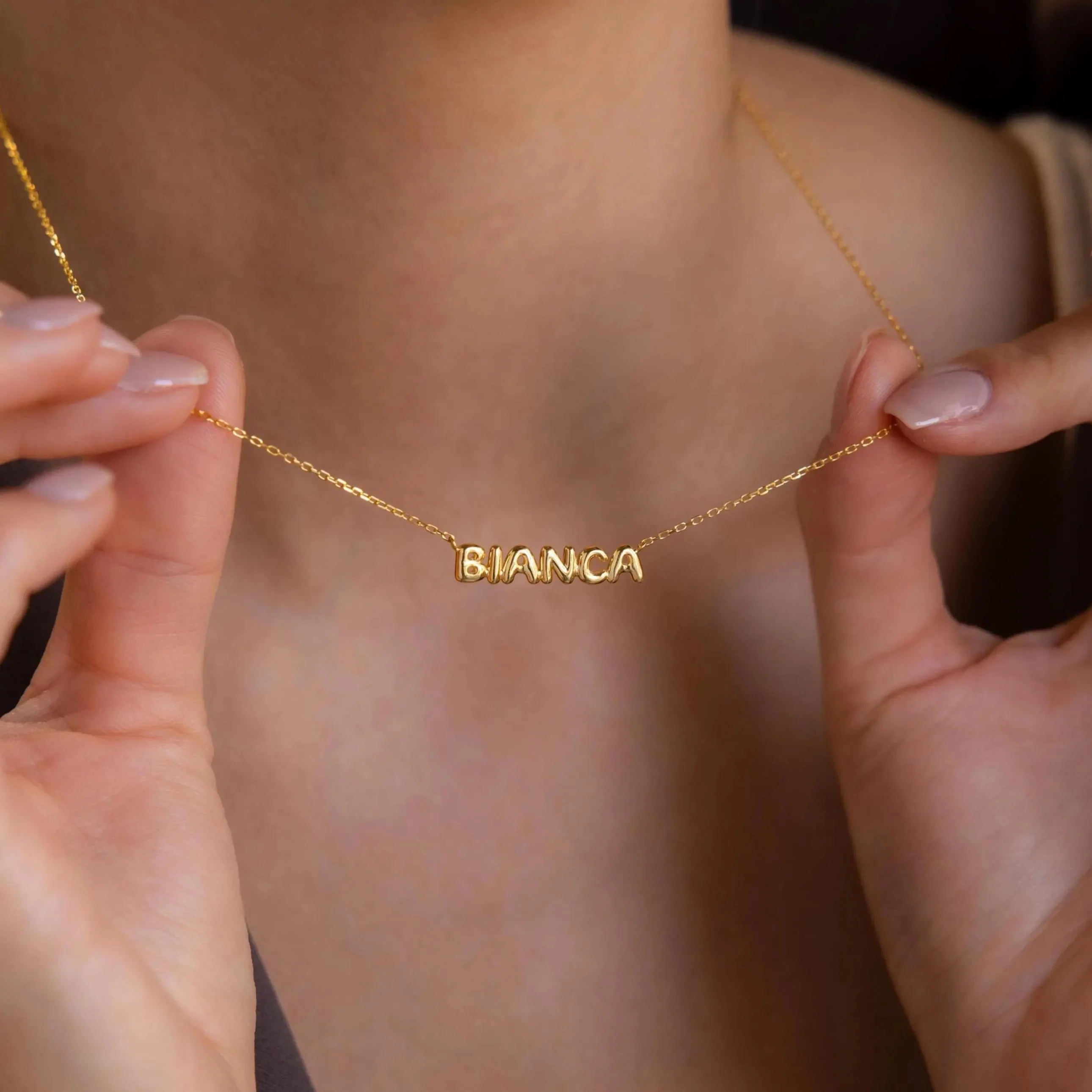 Tiny Bubble Name Necklace - Image 2