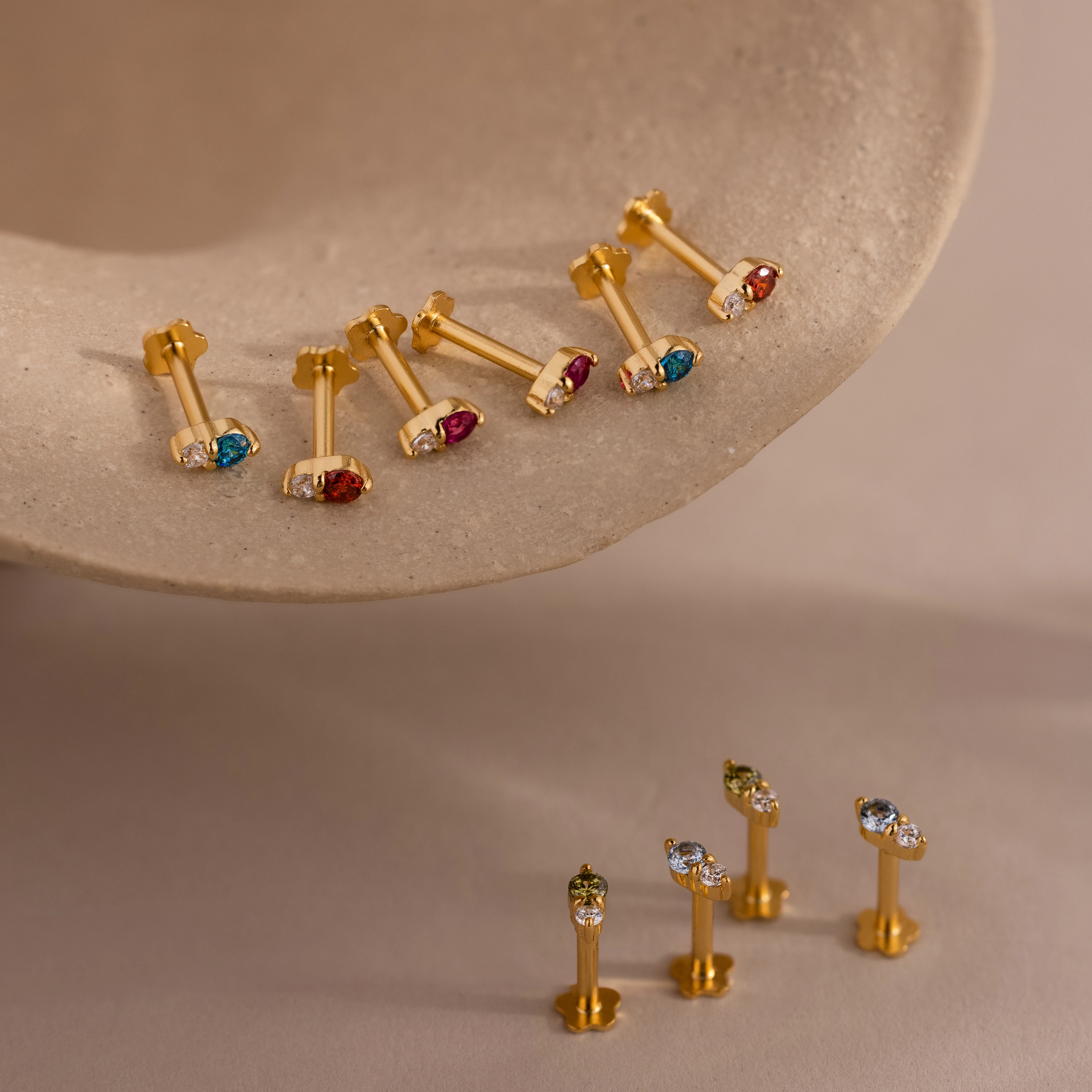 Tiny Duo Birthstone Flatback Studs - Image 17