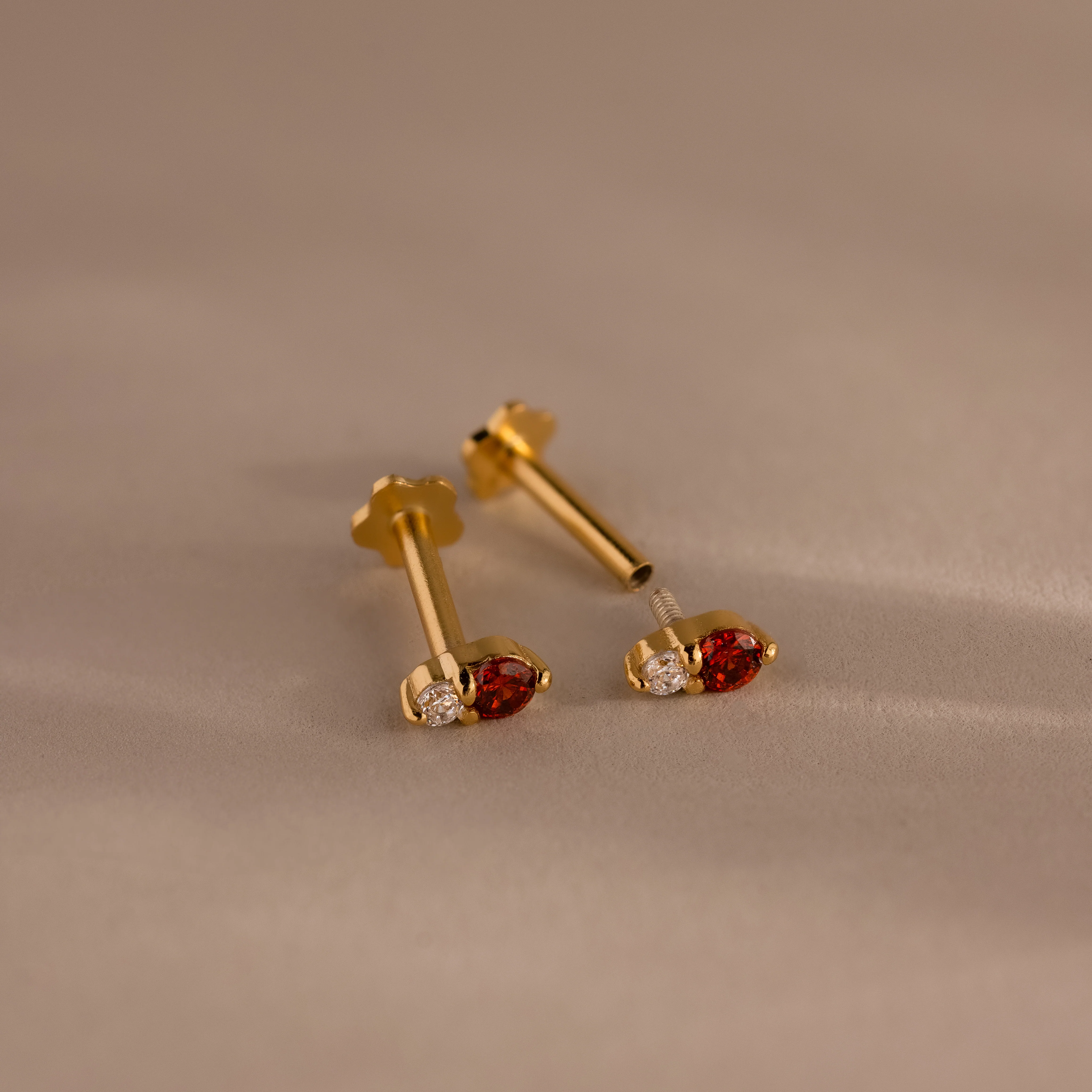 Tiny Duo Alexandrite Flatback Studs - Image 5