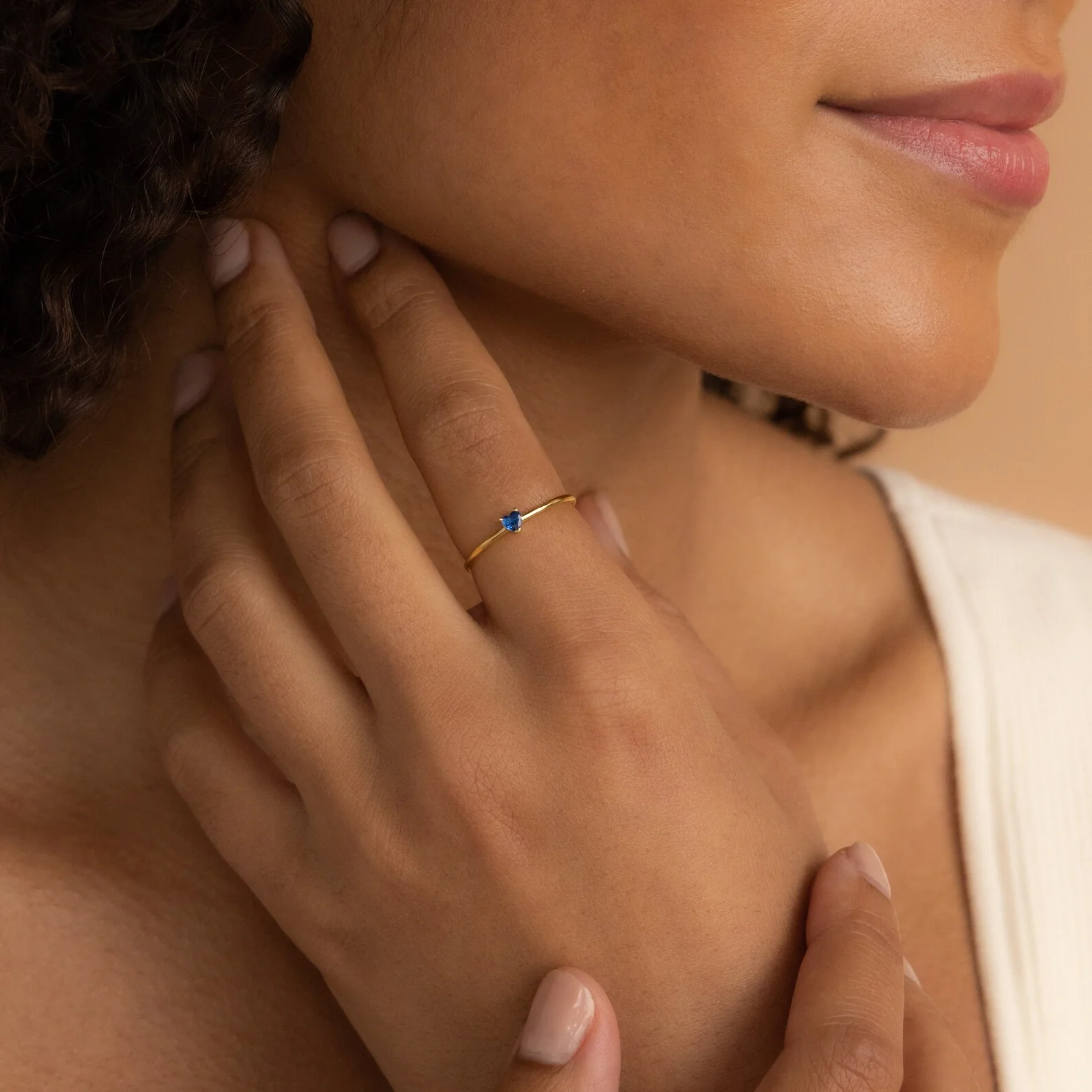Tiny Heart Birthstone Ring - Image 2