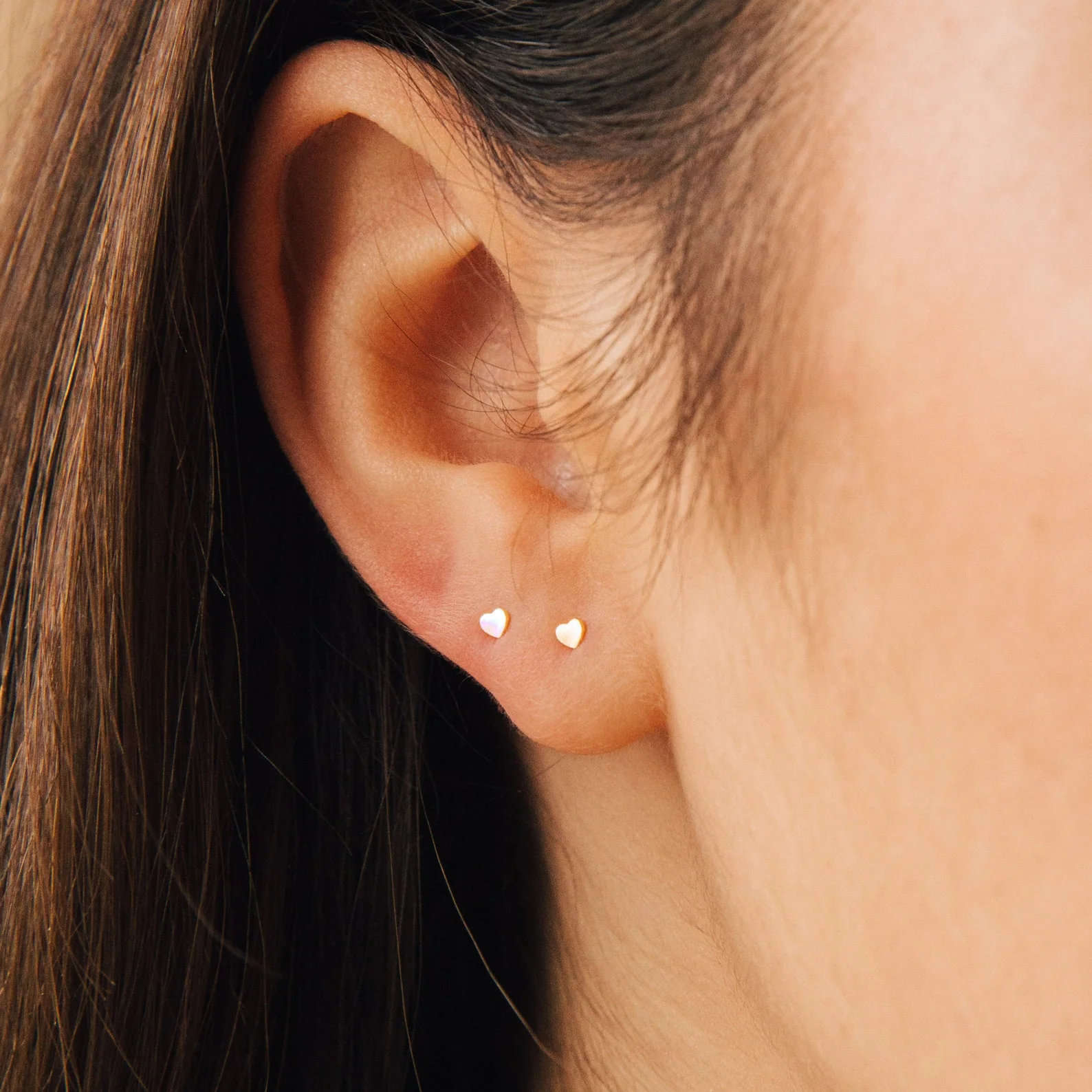 Tiny Heart Studs in 18K Gold - Image 2