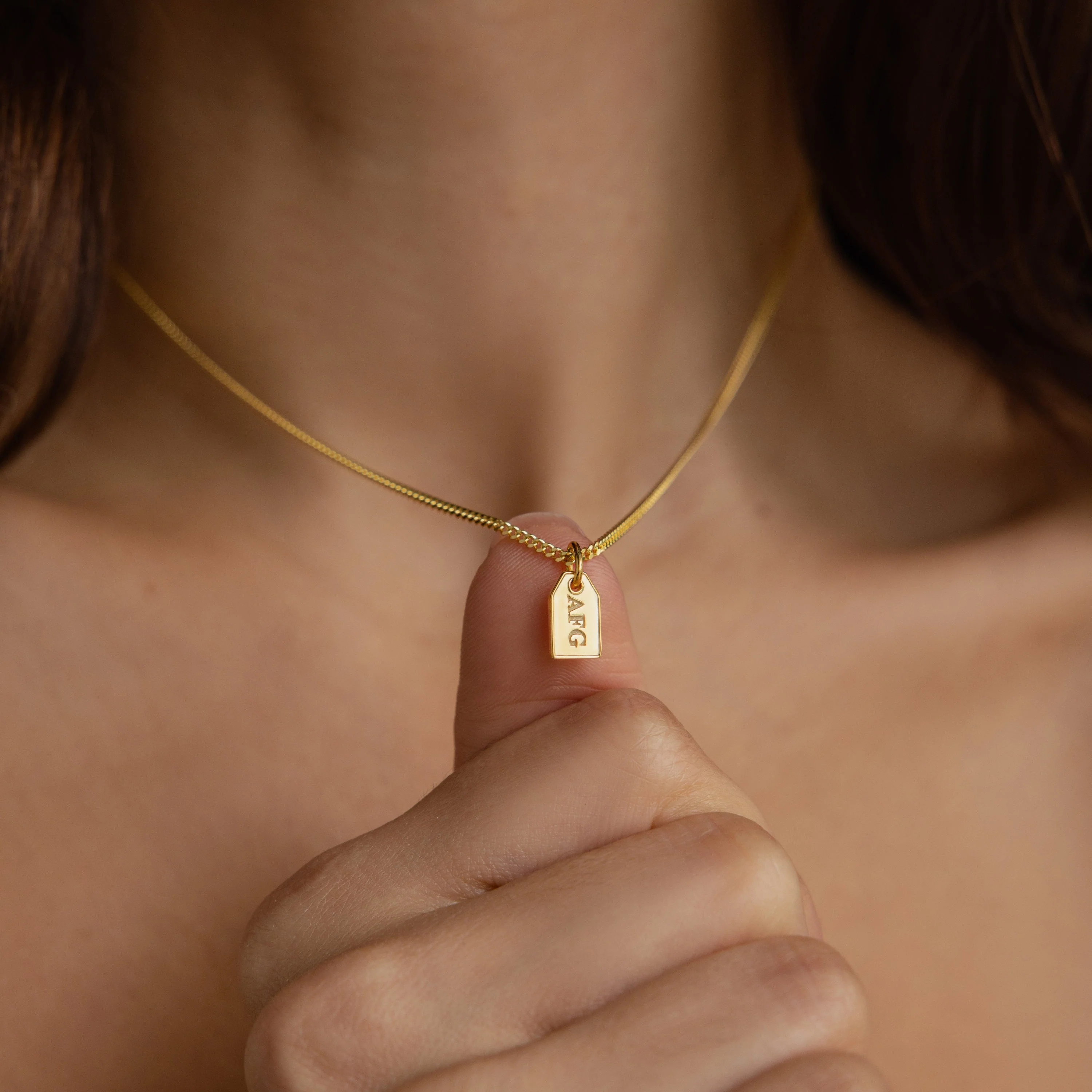Tiny Initial Tag Necklace - Image 2