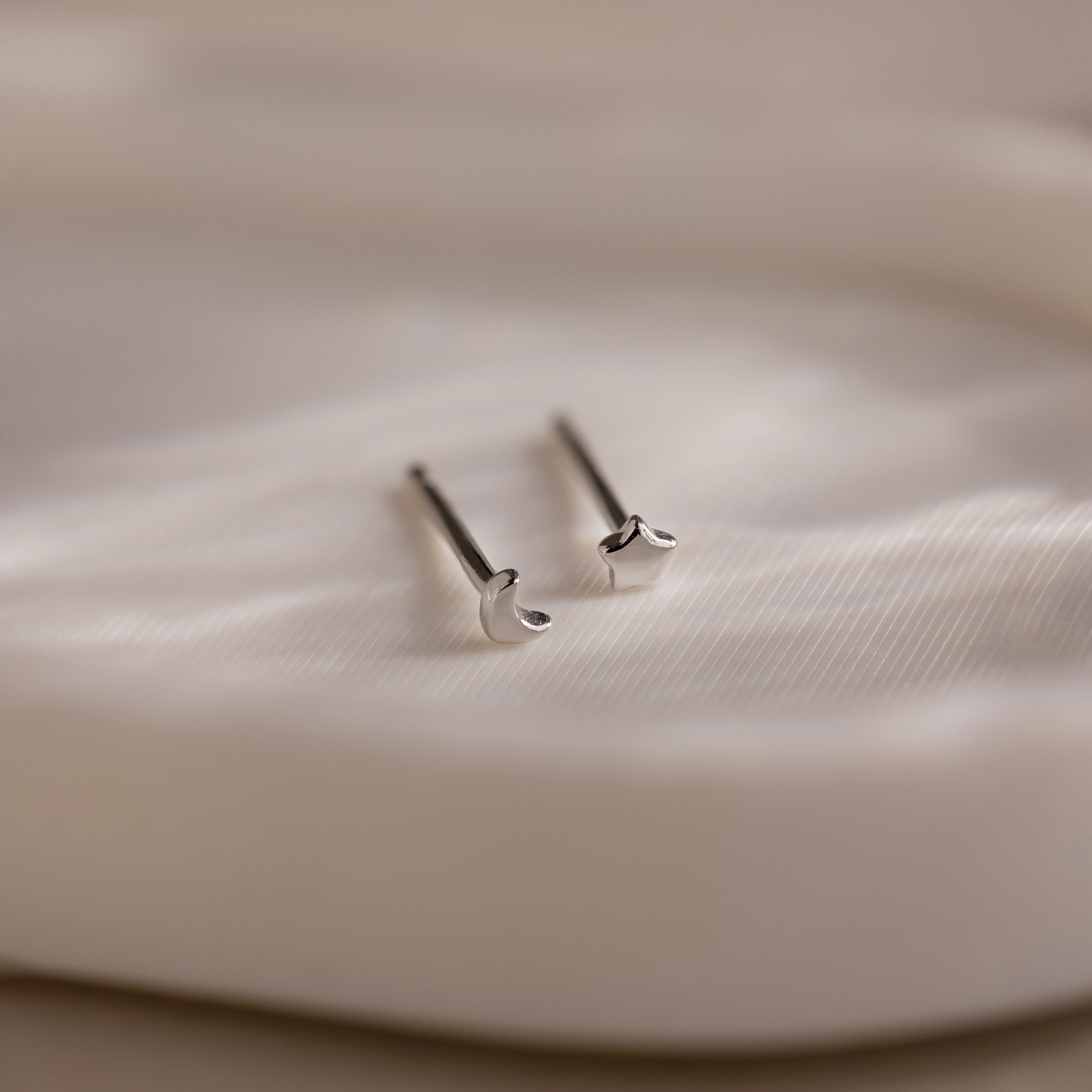 Tiny Moon & Star Studs in Silver - Image 7