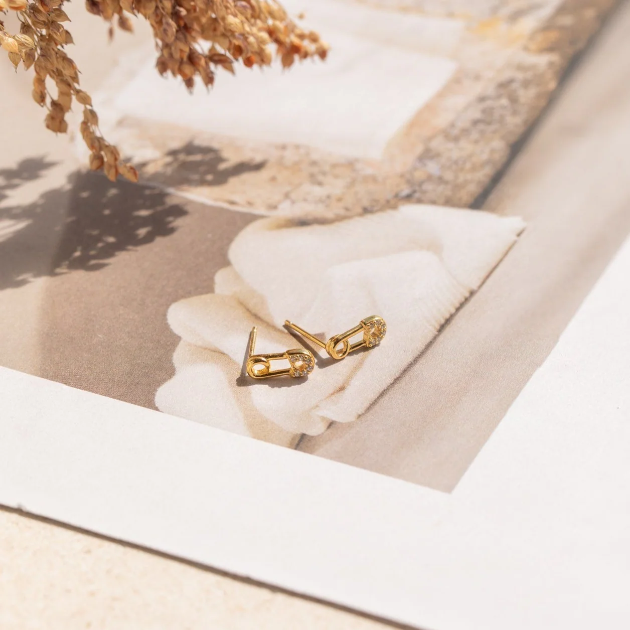 Tiny Pave Safety Pin Studs - Image 2