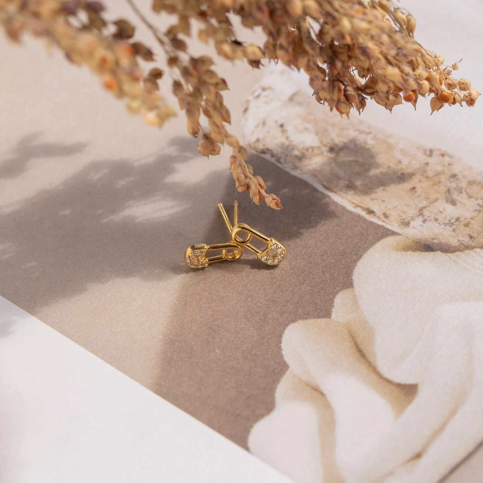 Tiny Pave Safety Pin Studs - Image 6