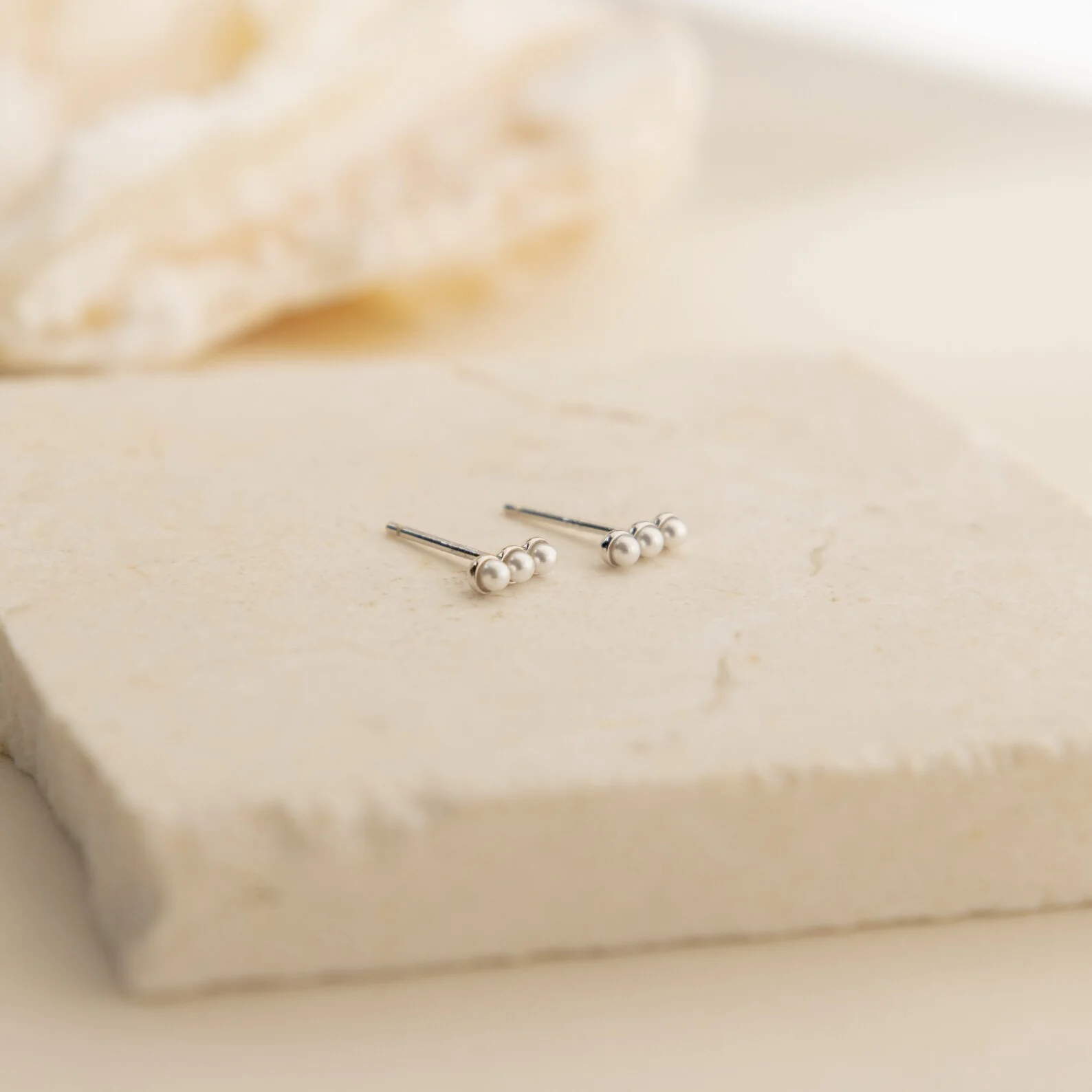 Tiny Pearl Bar Studs - Image 4