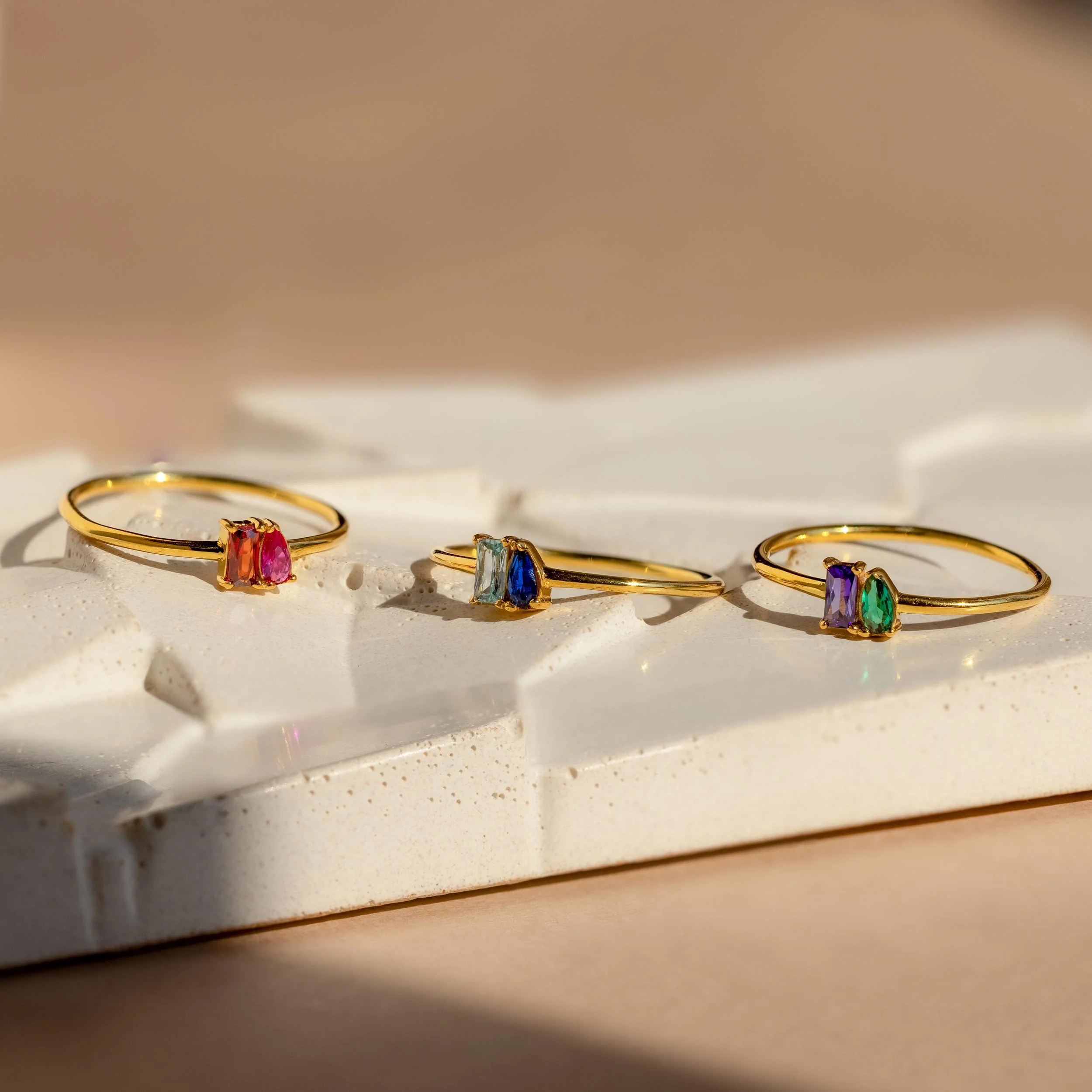 Tiny Toi et Moi Birthstone Ring - Image 3