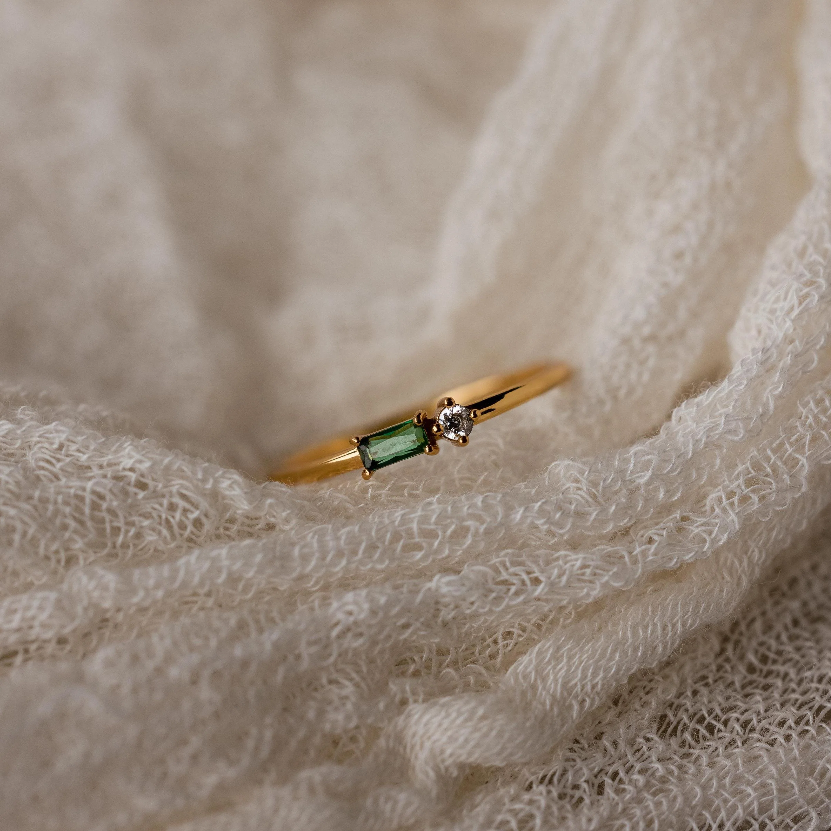 Toi et Moi Baguette Birthstone Ring - Image 7