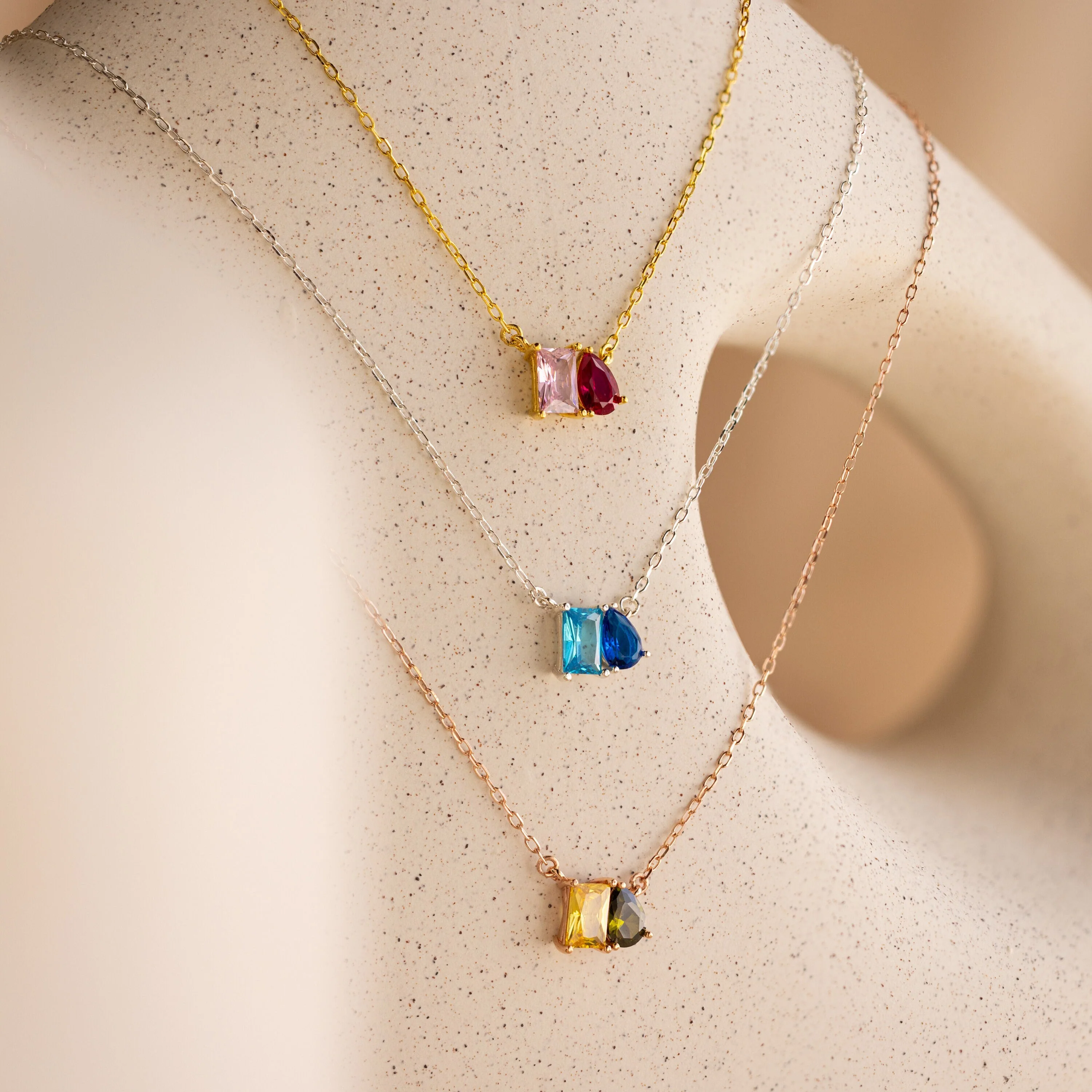 Toi et Moi Birthstone Necklace - Image 3